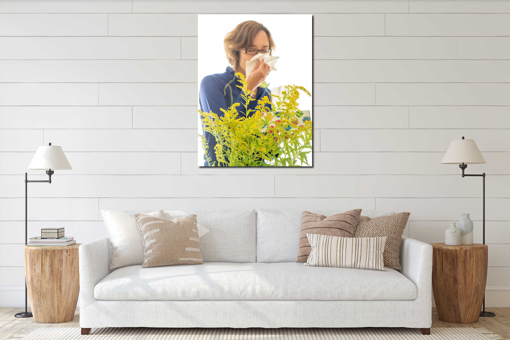 Canvas hanging interior mockup