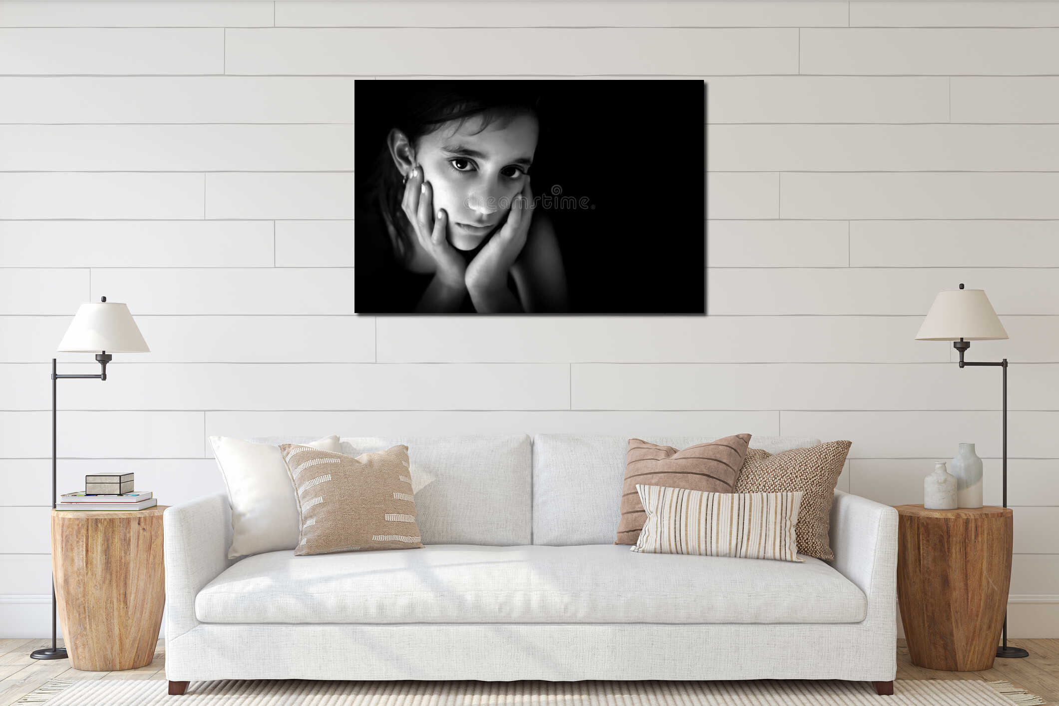Canvas hanging interior mockup