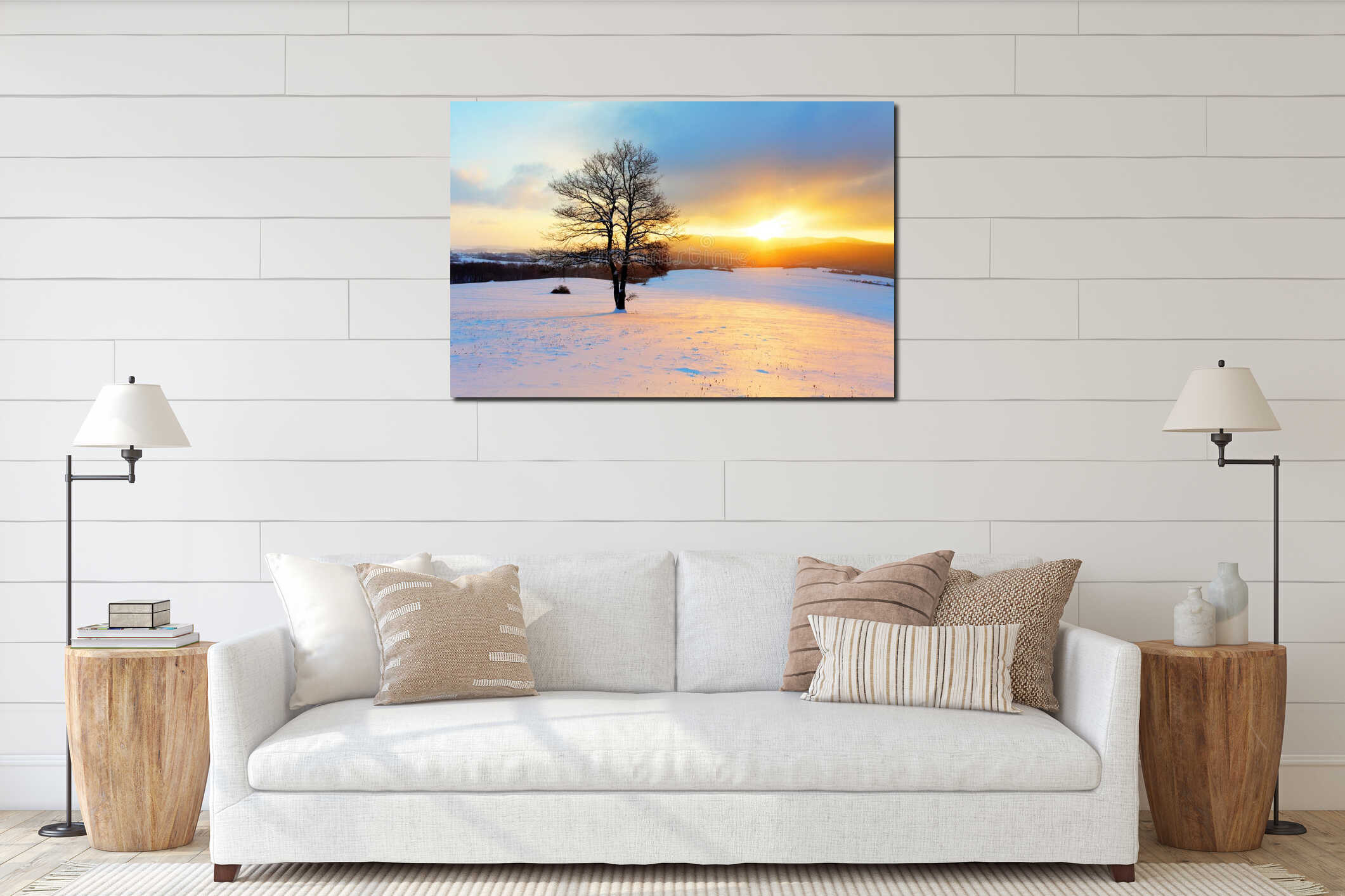 Canvas hanging interior mockup