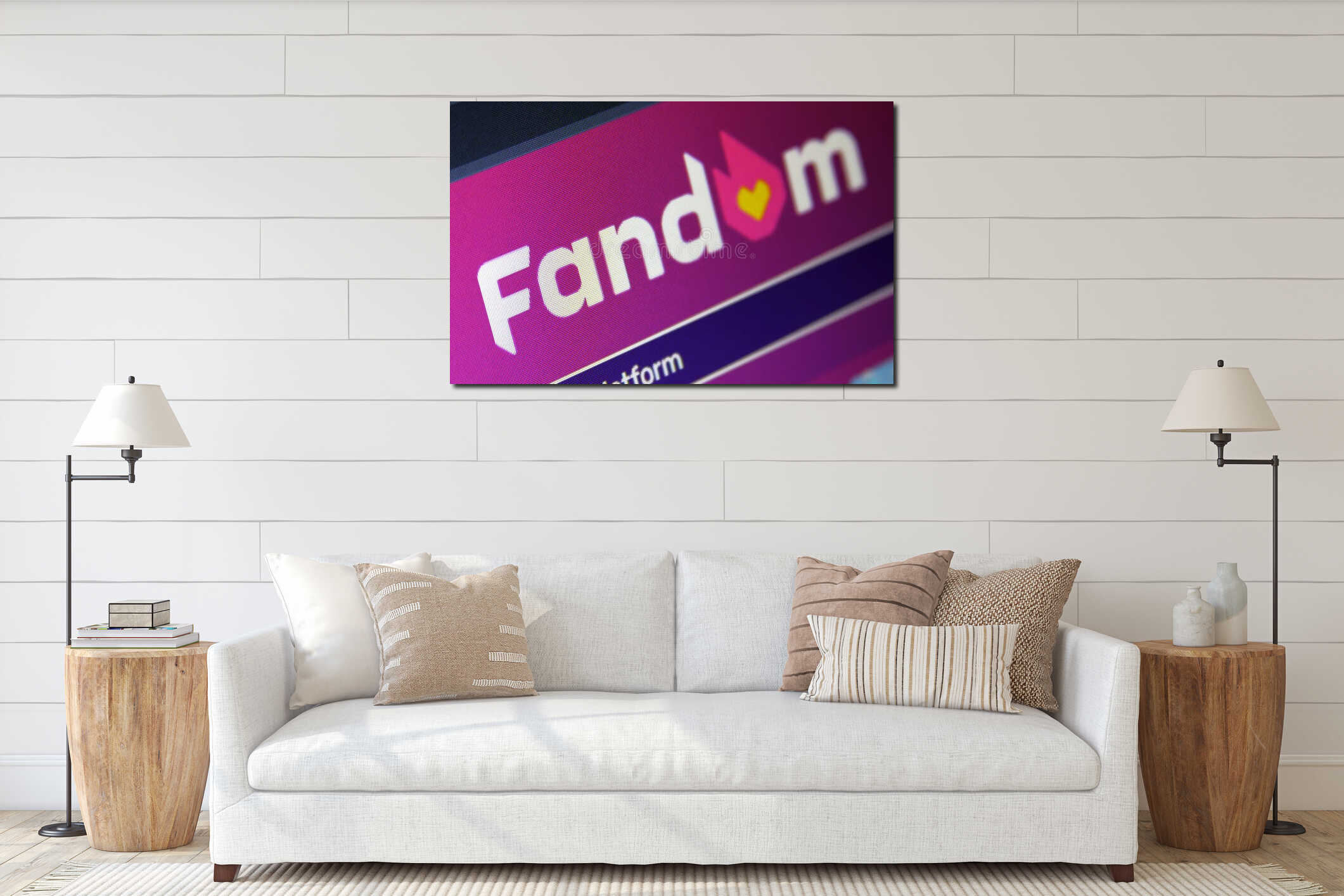 Canvas hanging interior mockup