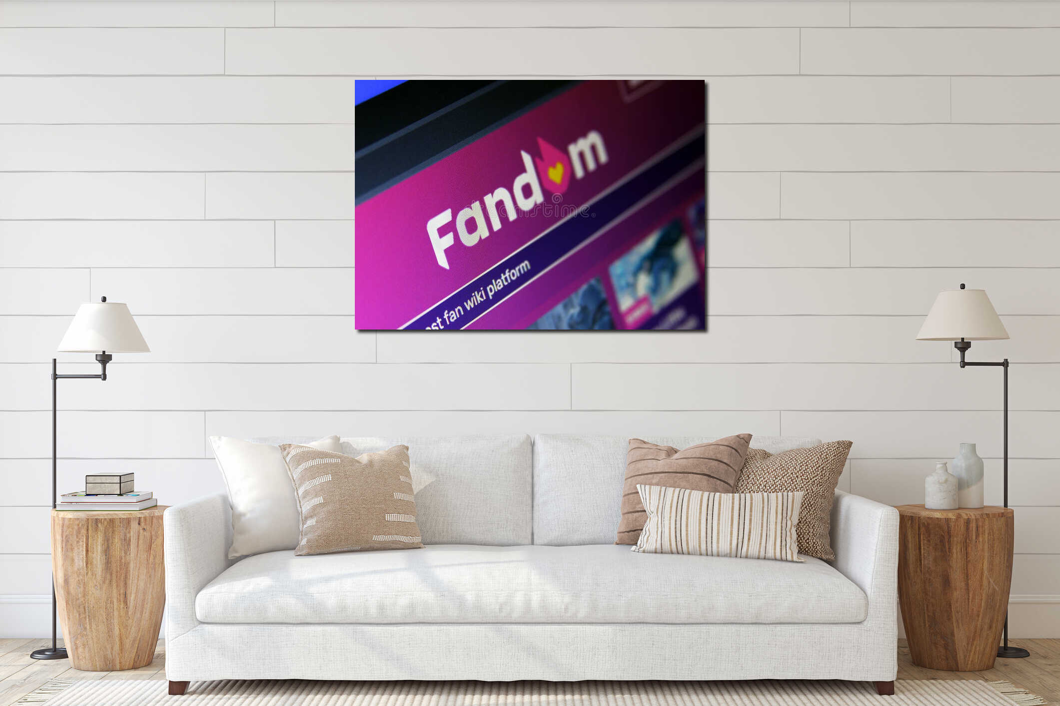 Canvas hanging interior mockup