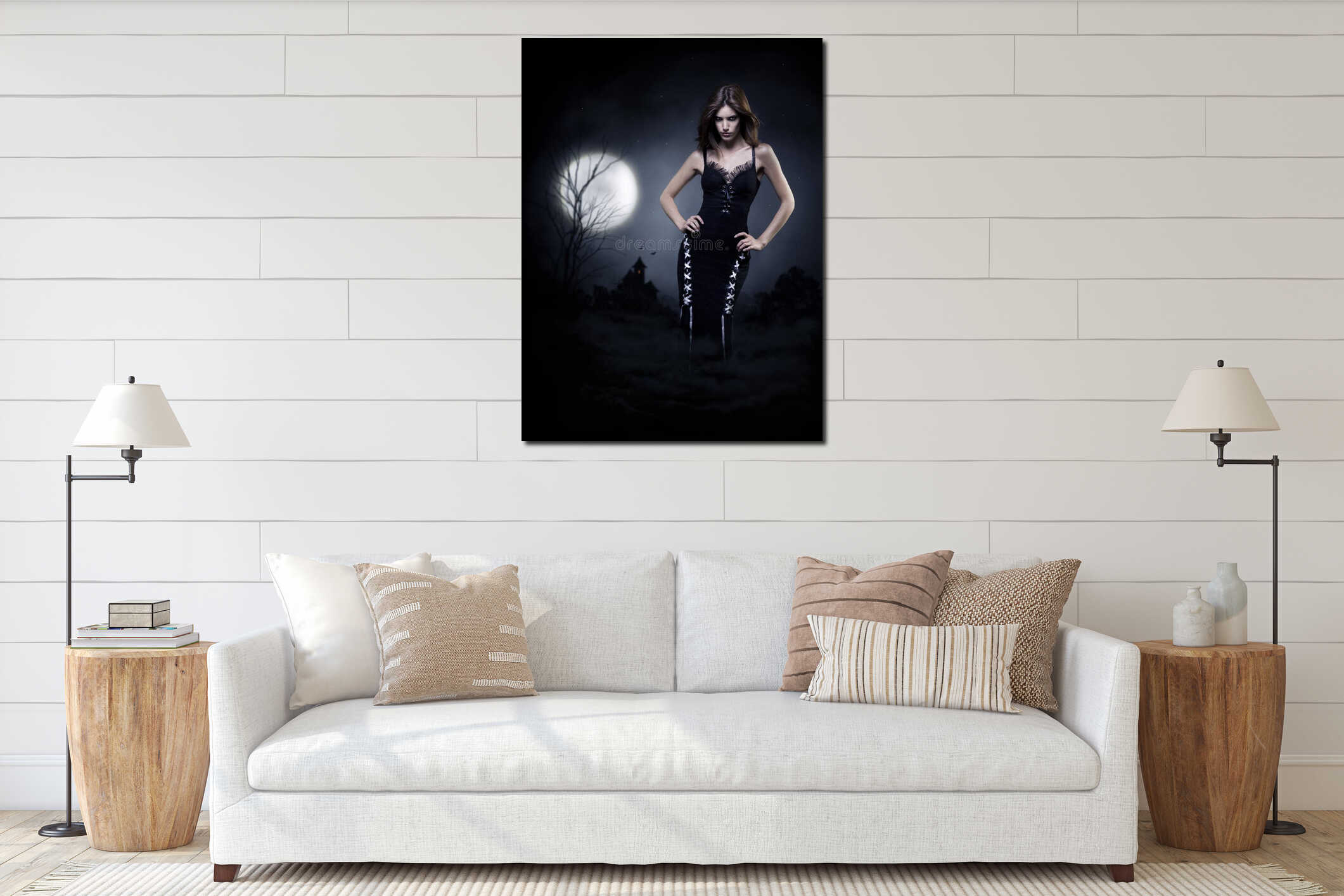 Canvas hanging interior mockup