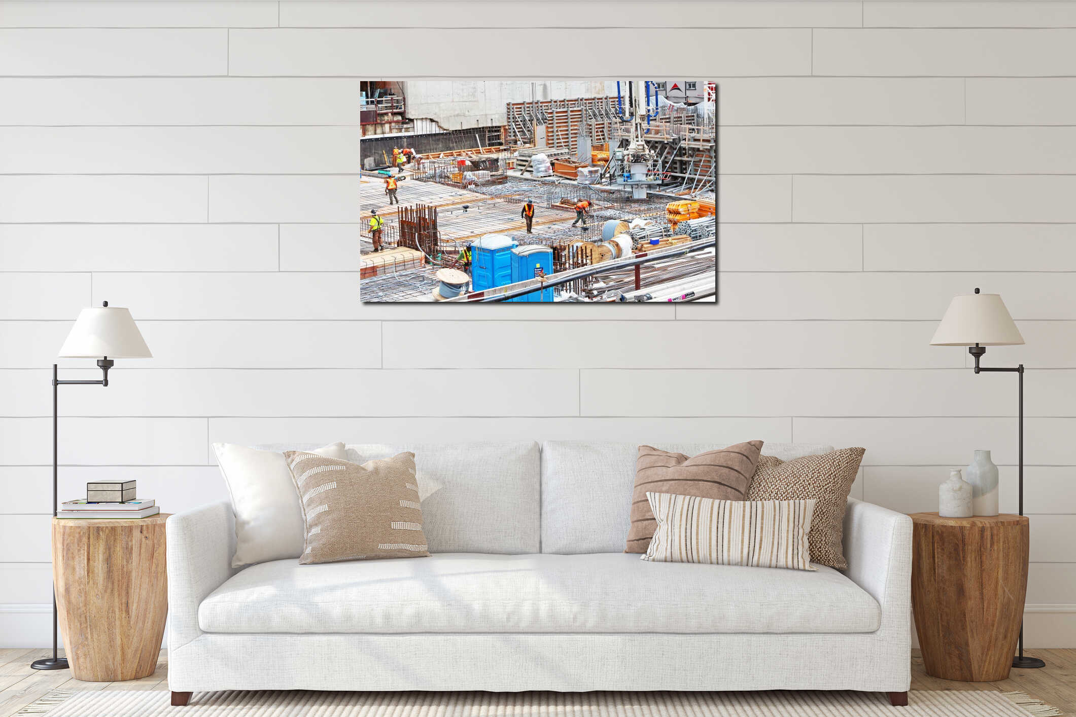 Canvas hanging interior mockup