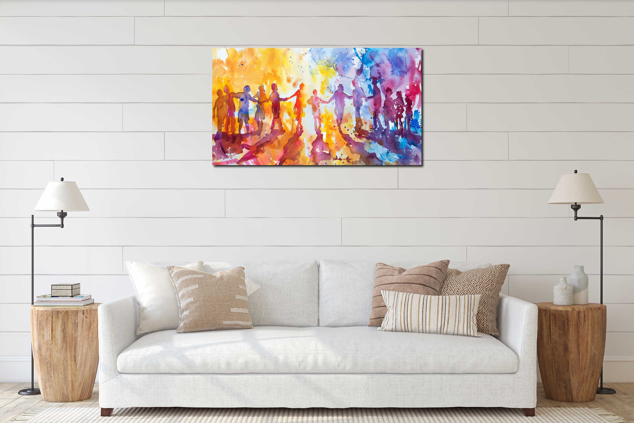 Canvas hanging interior mockup