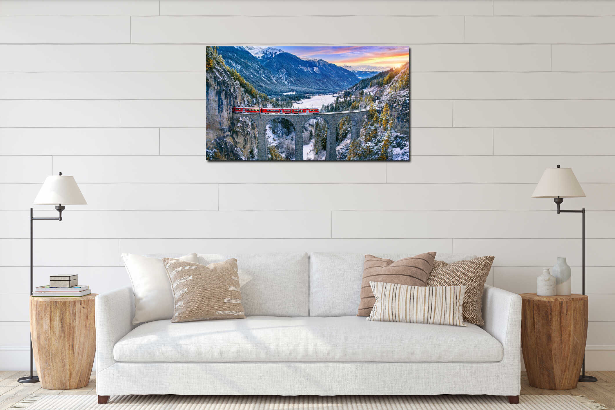 Canvas hanging interior mockup