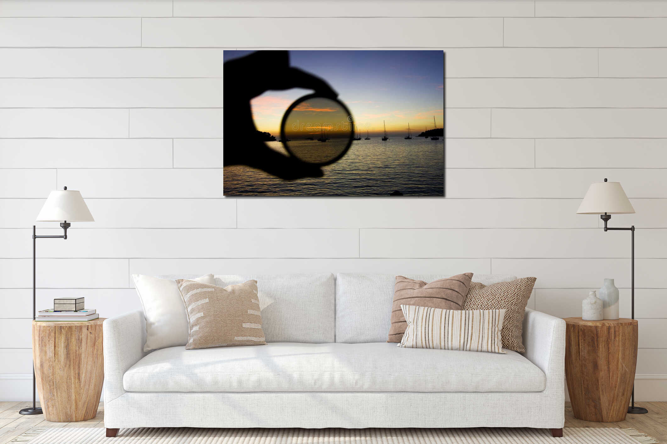 Canvas hanging interior mockup