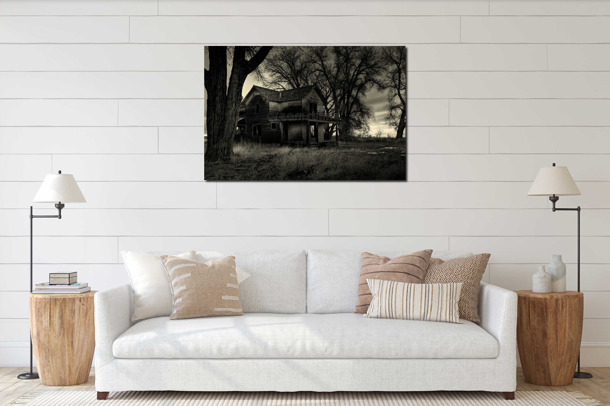 Canvas hanging interior mockup