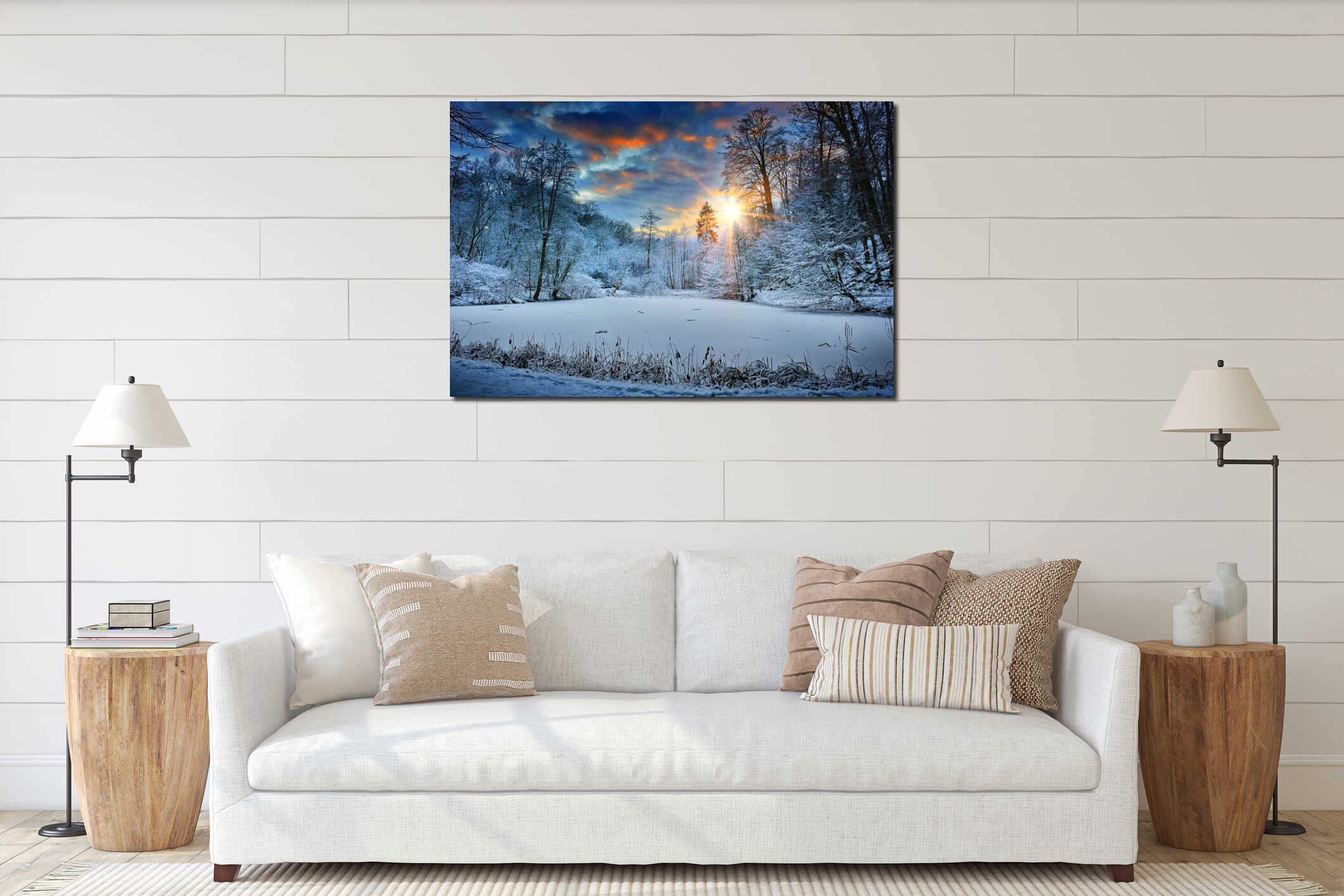 Canvas hanging interior mockup