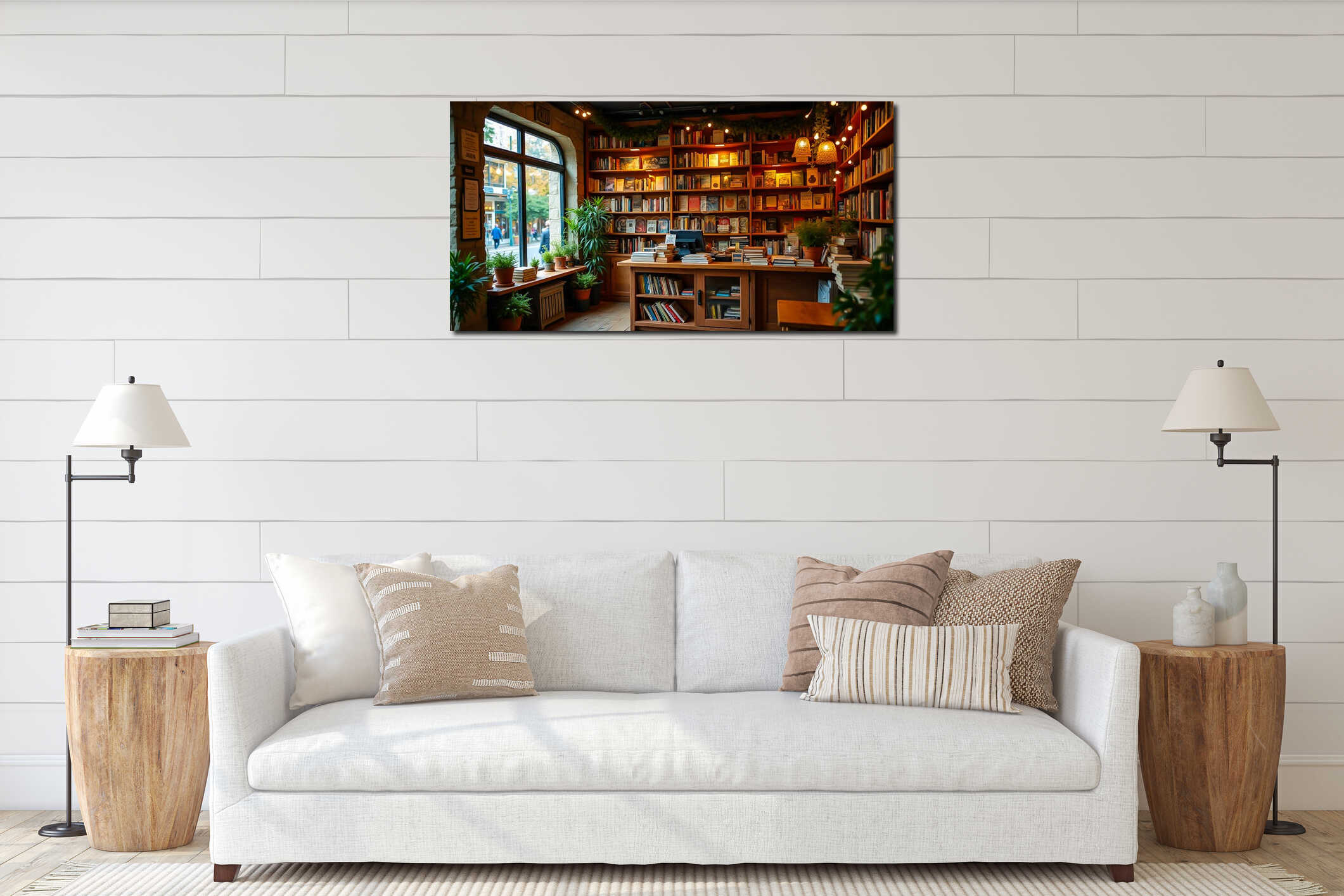 Canvas hanging interior mockup