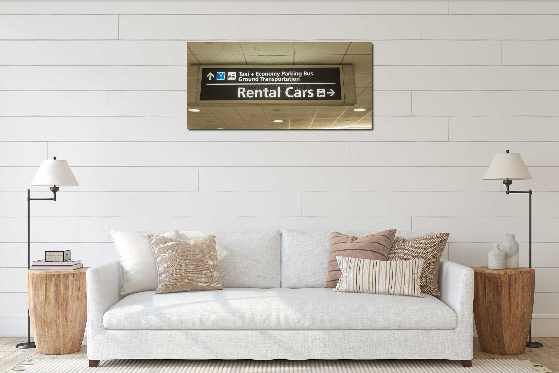 Canvas hanging interior mockup
