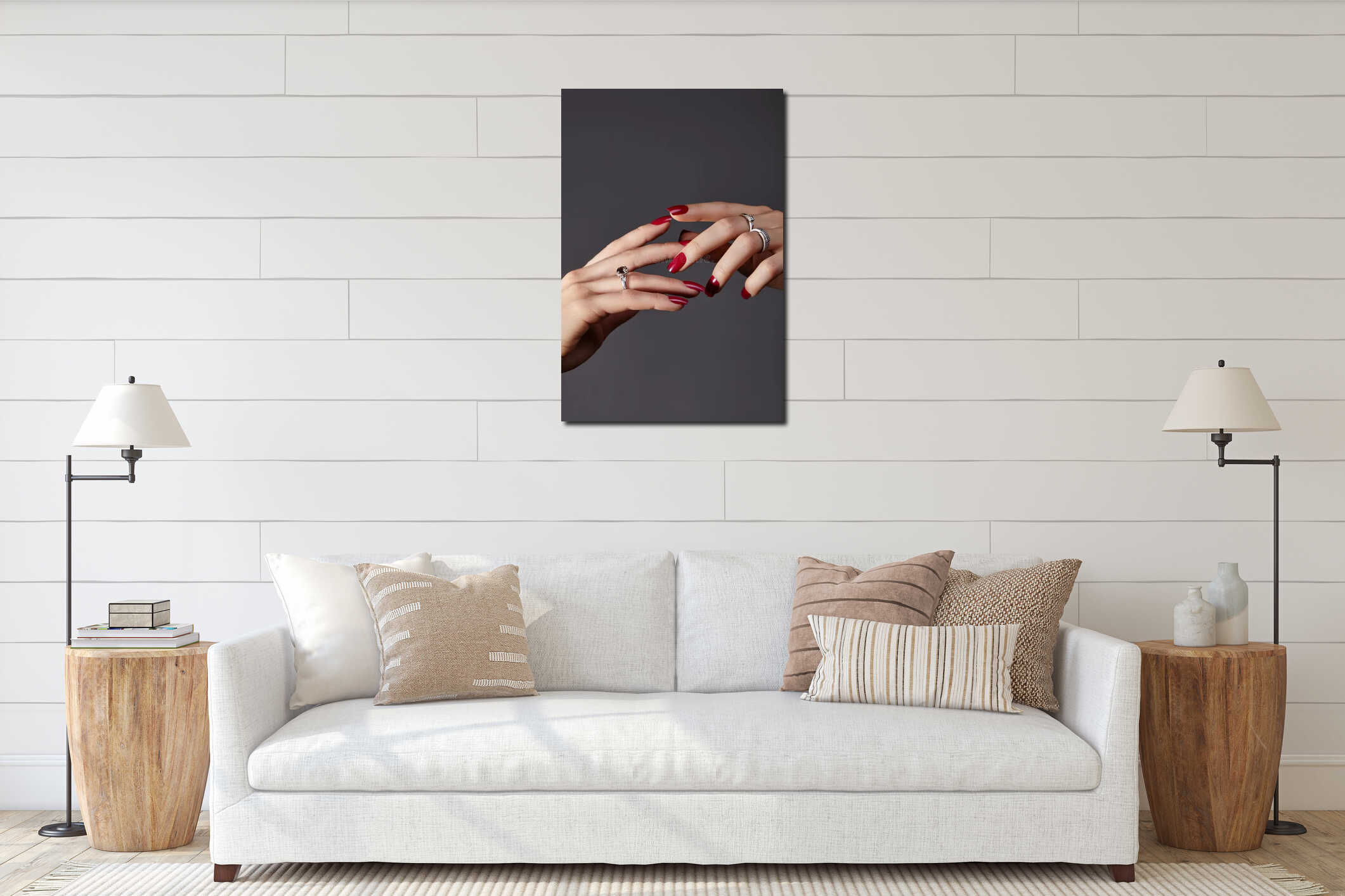 Canvas hanging interior mockup