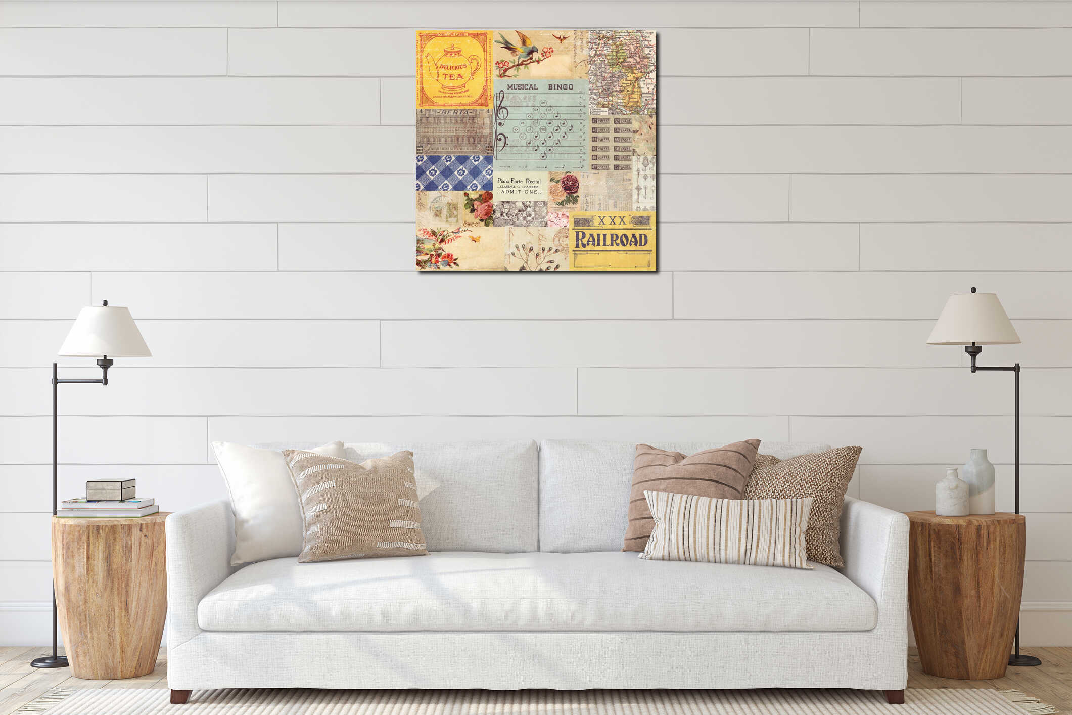 Canvas hanging interior mockup