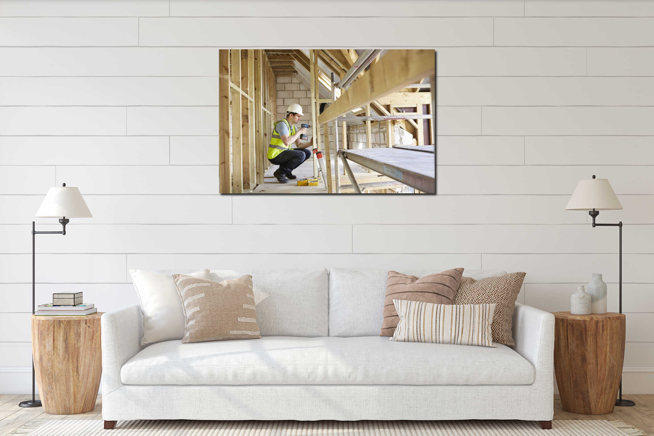 Canvas hanging interior mockup