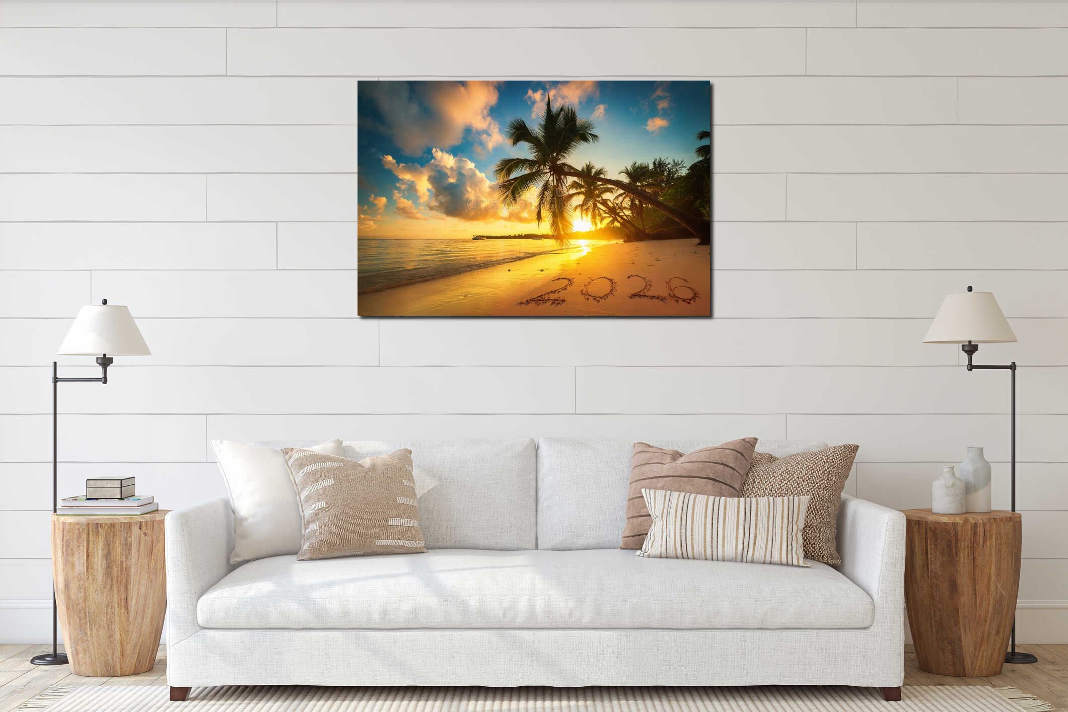 Canvas hanging interior mockup