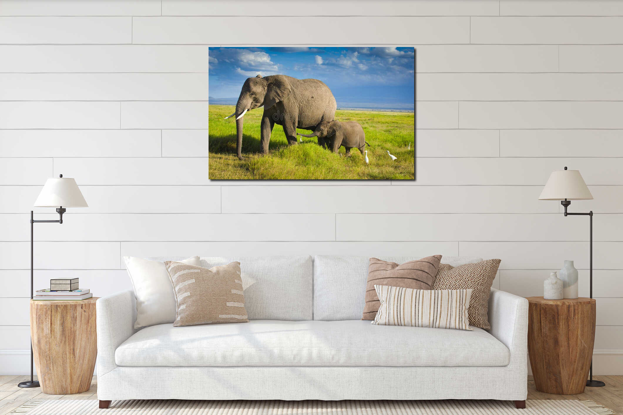 Canvas hanging interior mockup