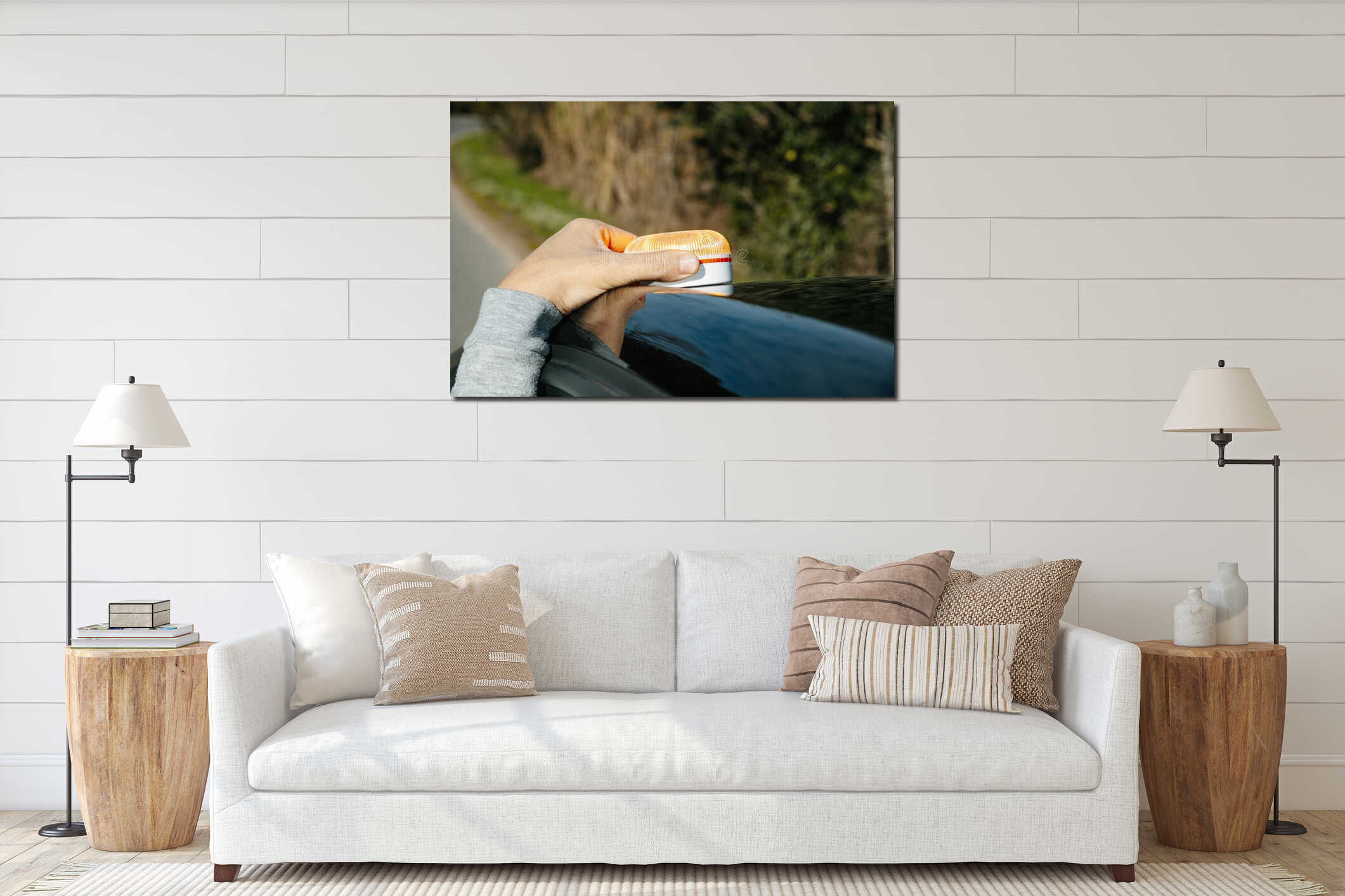 Canvas hanging interior mockup