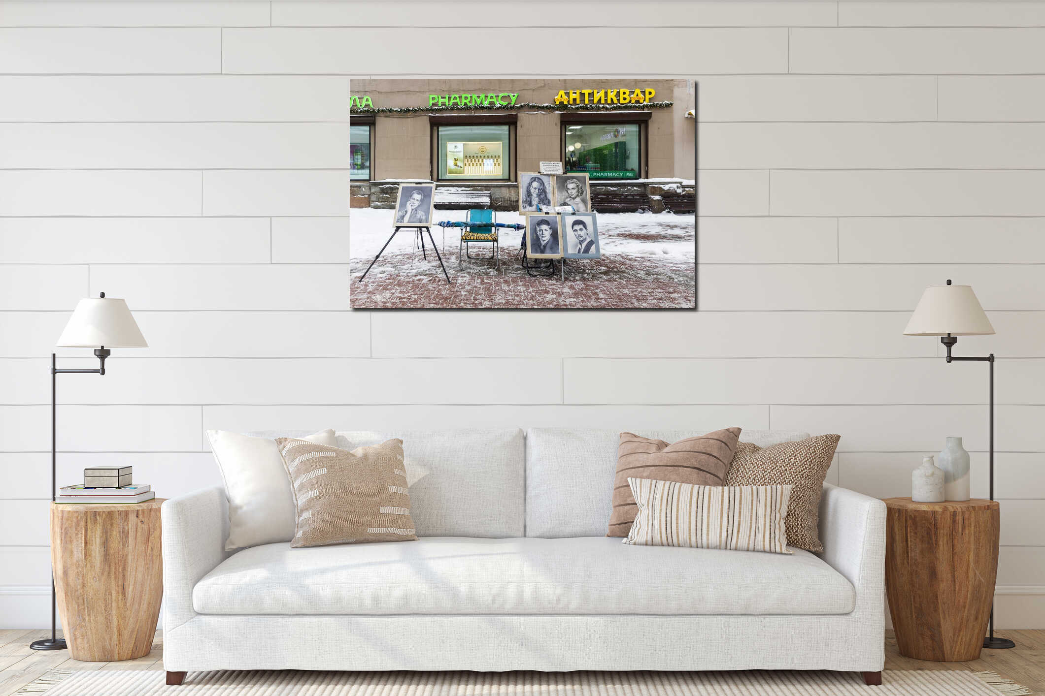 Canvas hanging interior mockup