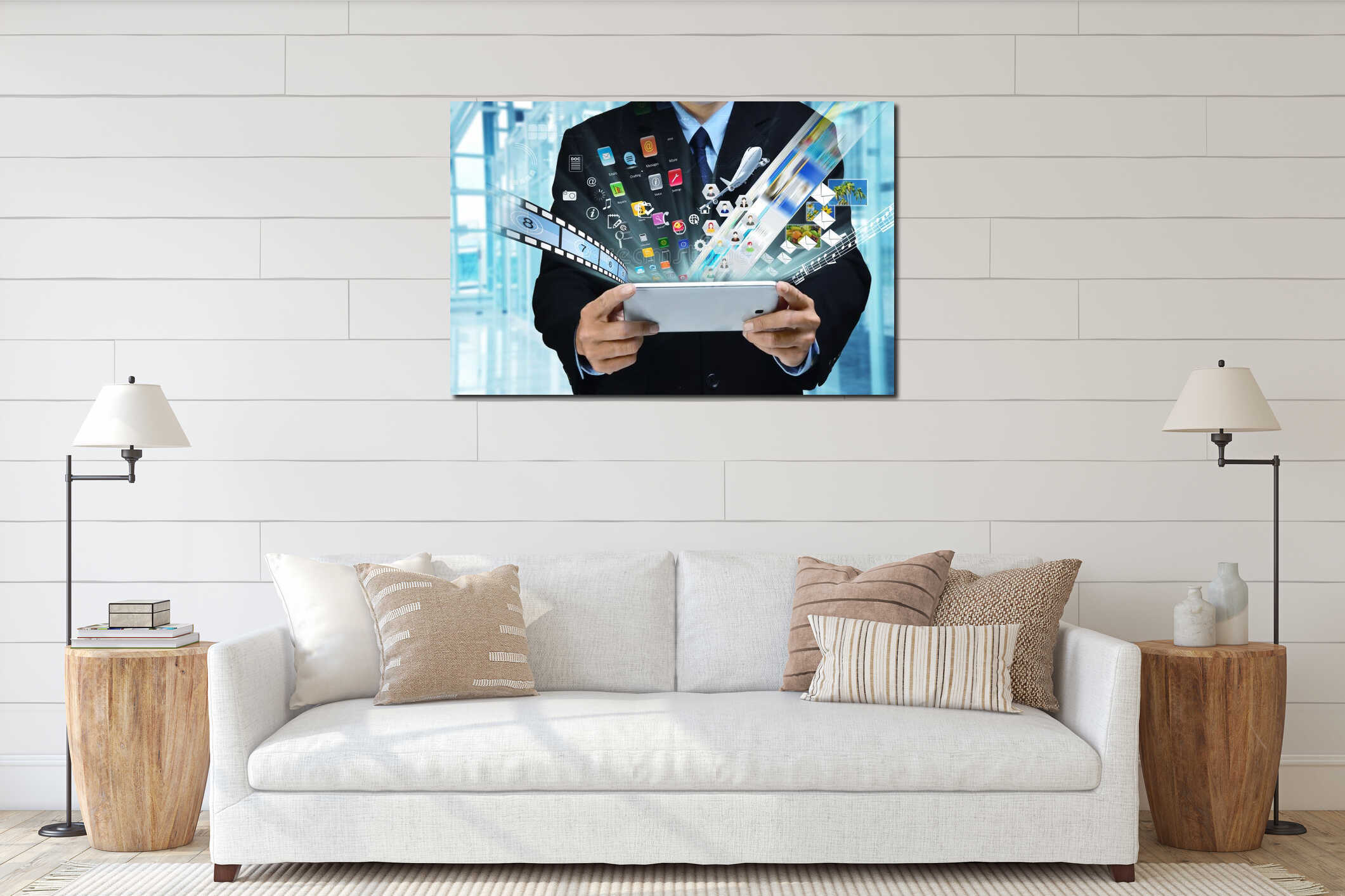 Canvas hanging interior mockup