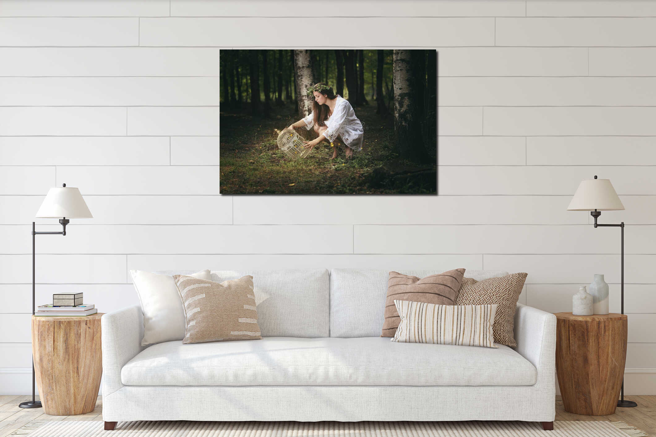 Canvas hanging interior mockup