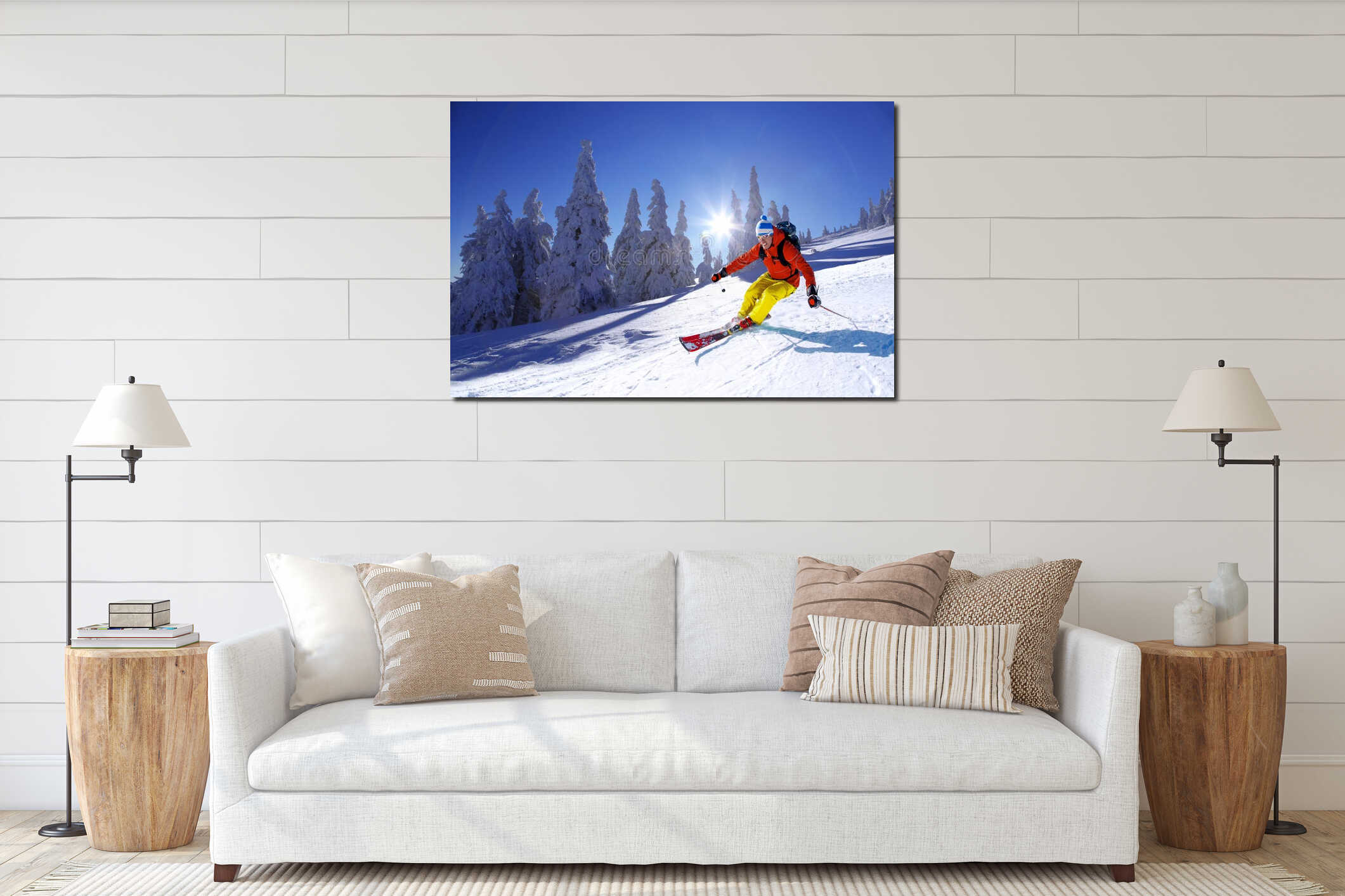 Canvas hanging interior mockup