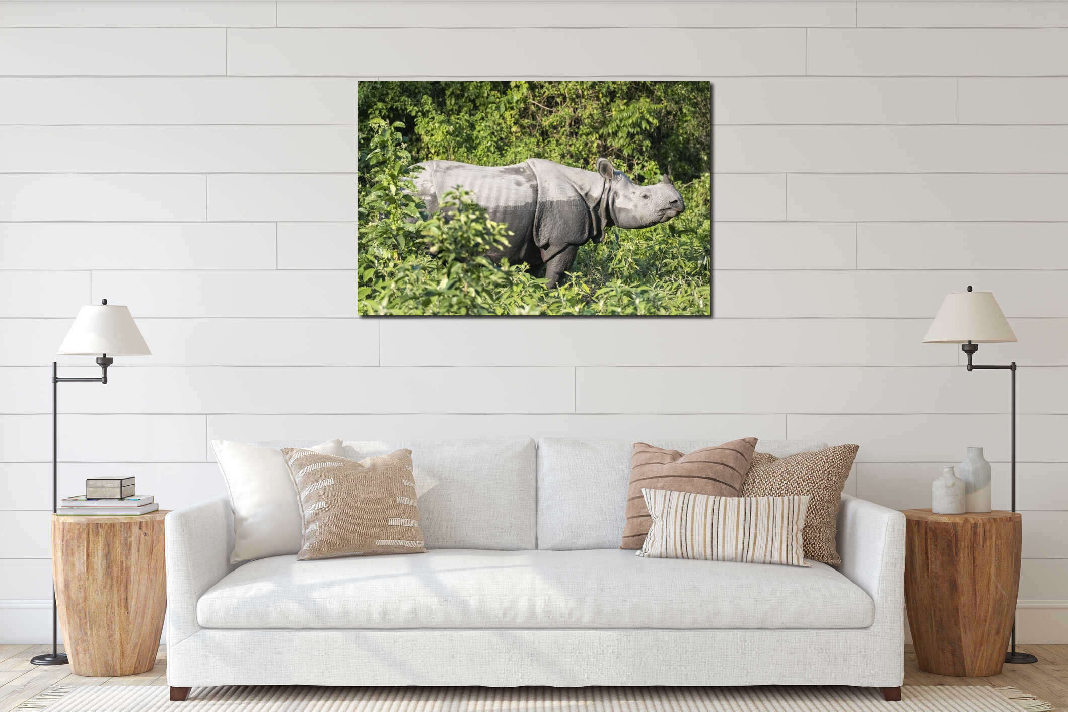 Canvas hanging interior mockup