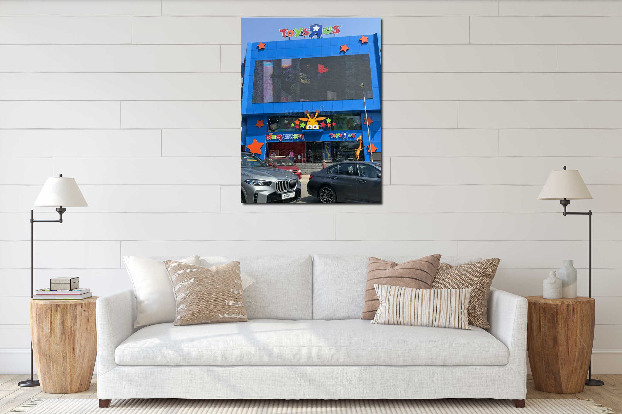 Canvas hanging interior mockup