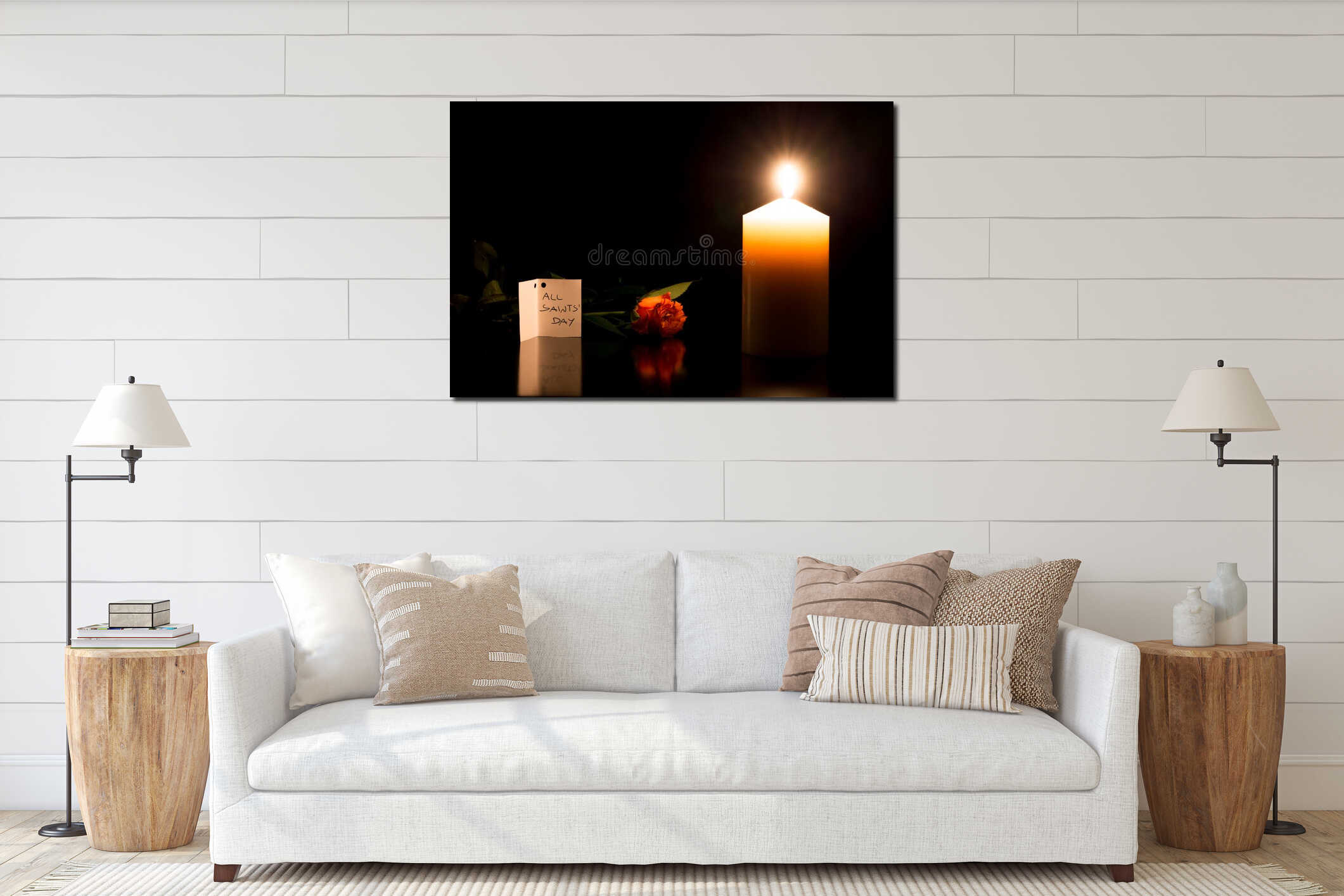 Canvas hanging interior mockup