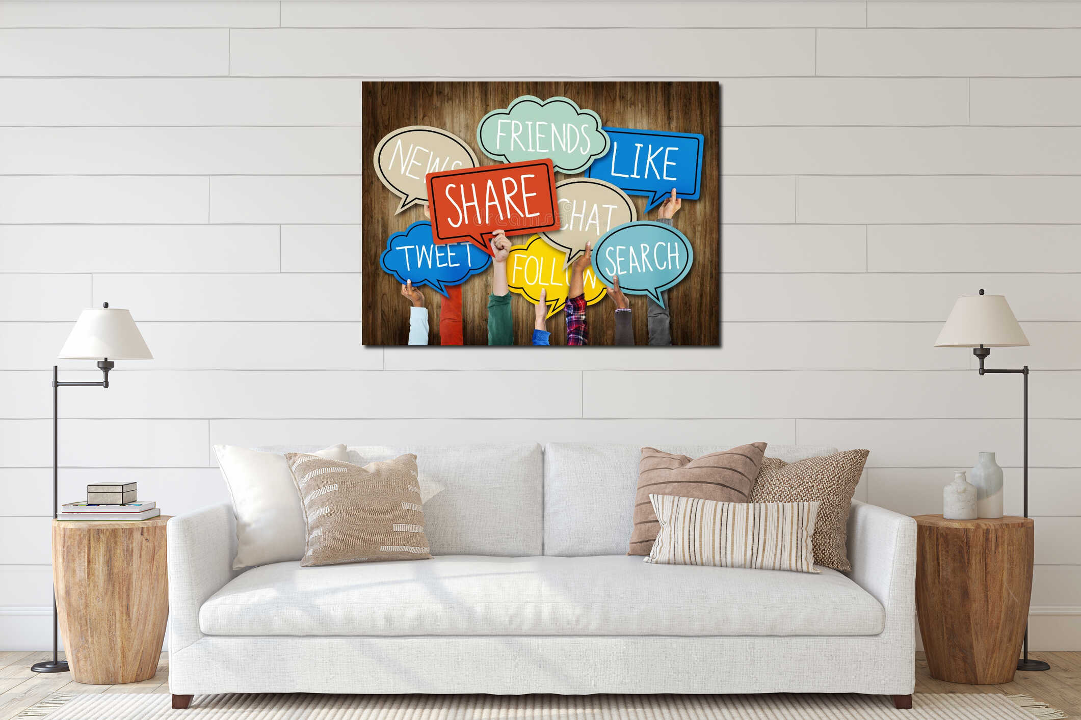 Canvas hanging interior mockup