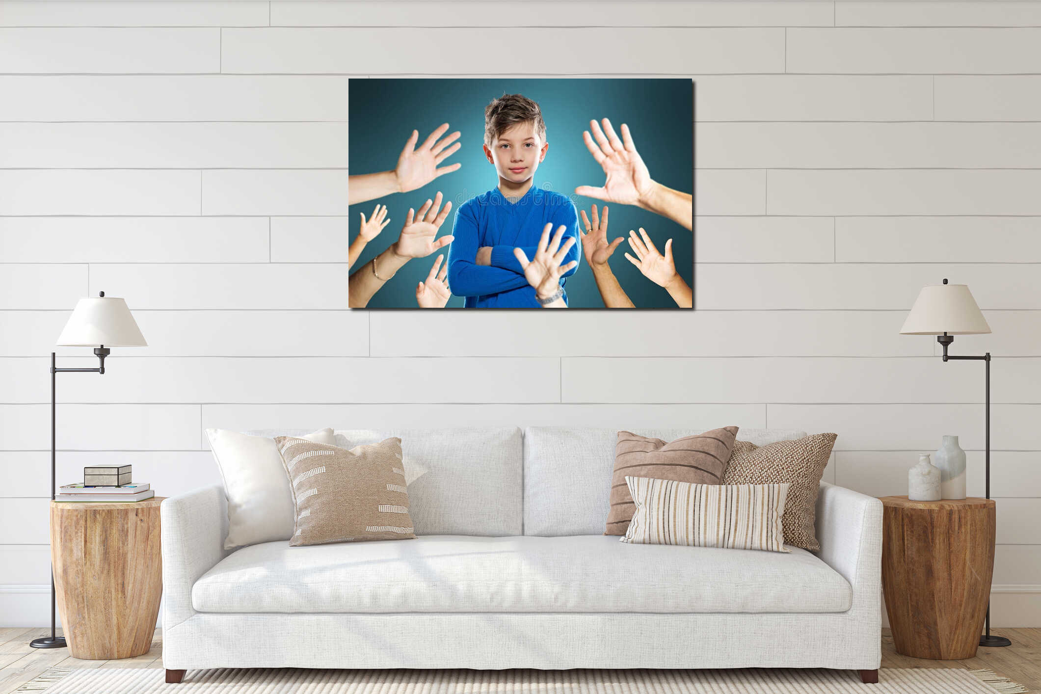 Canvas hanging interior mockup
