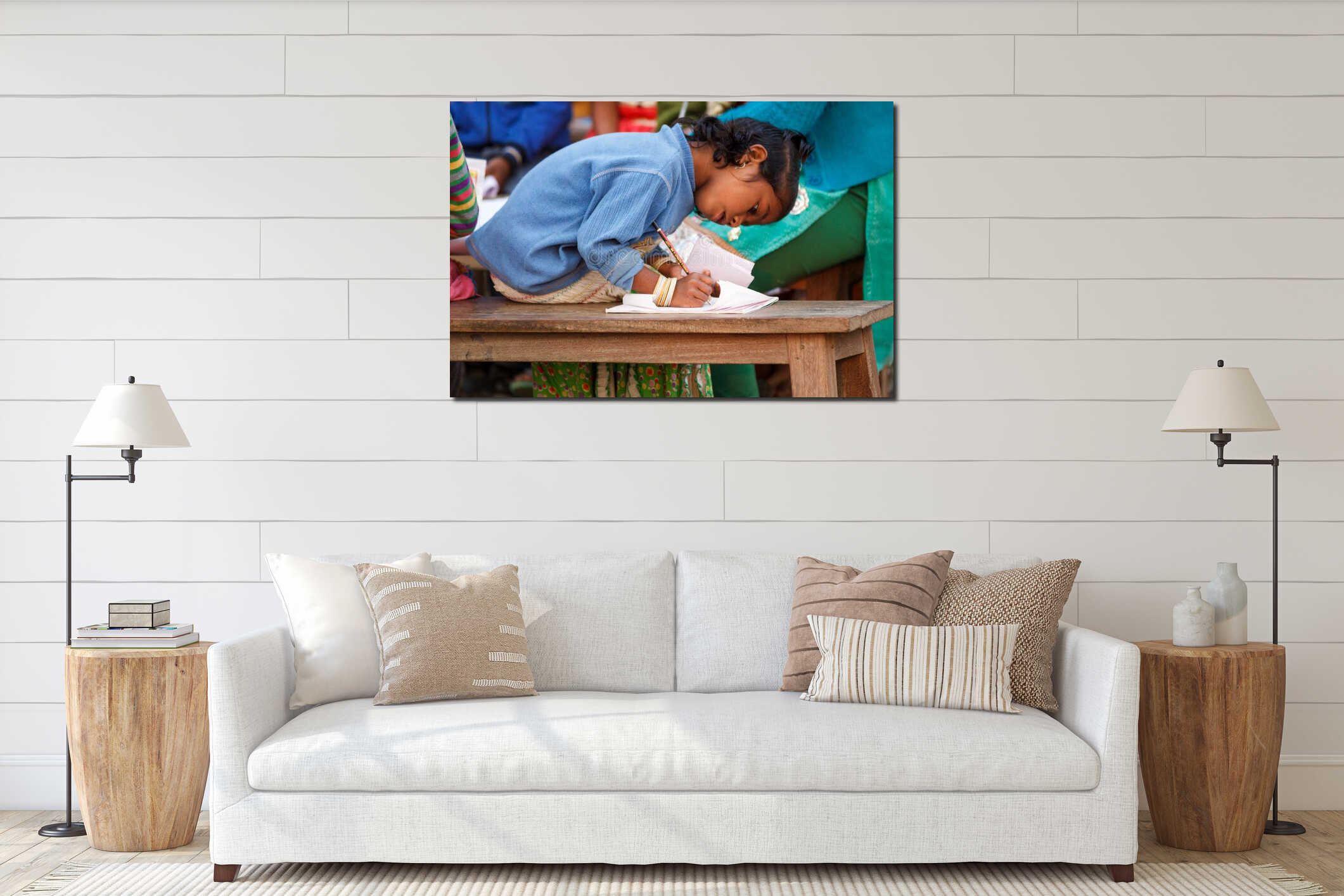 Canvas hanging interior mockup