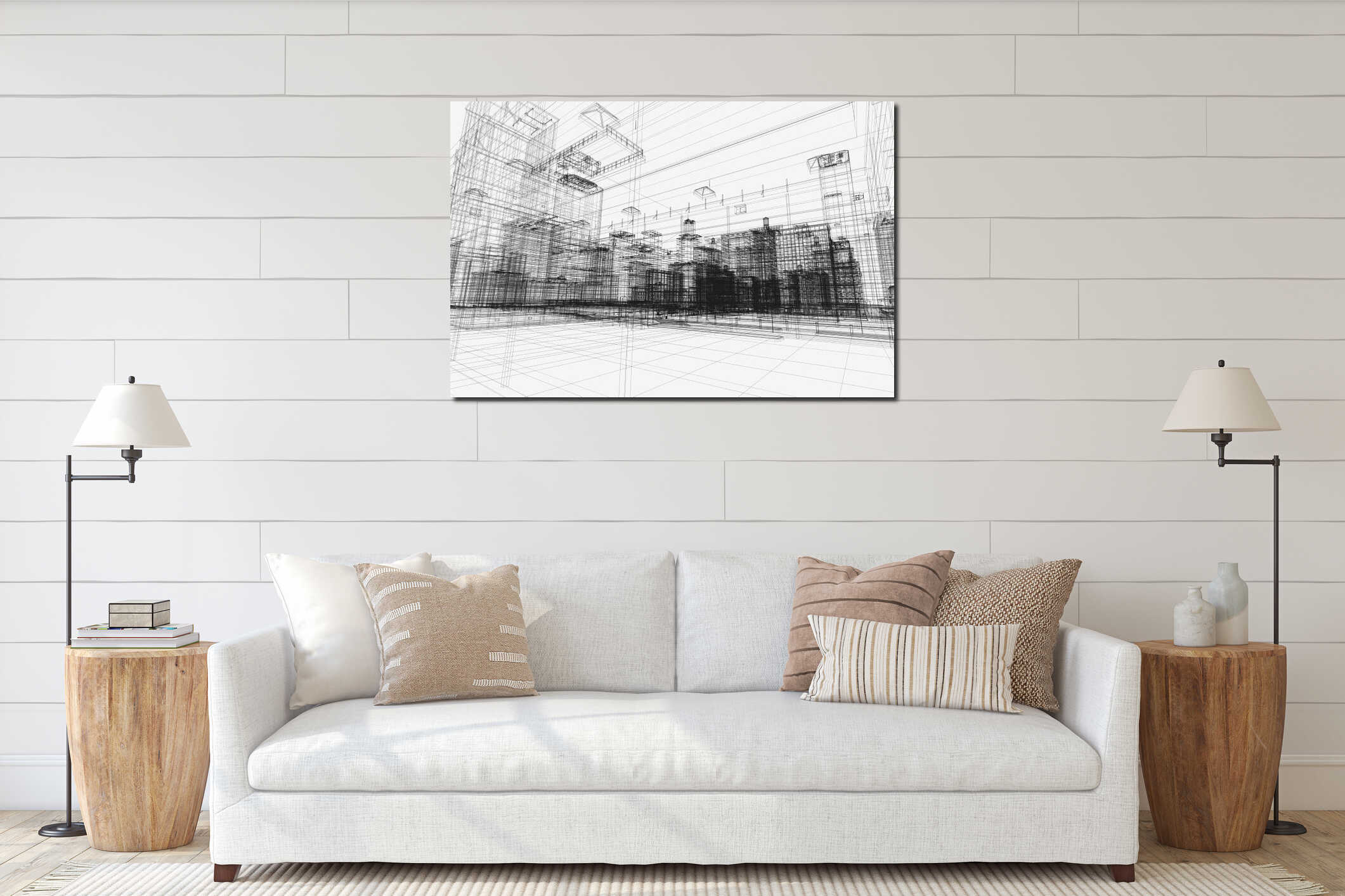 Canvas hanging interior mockup