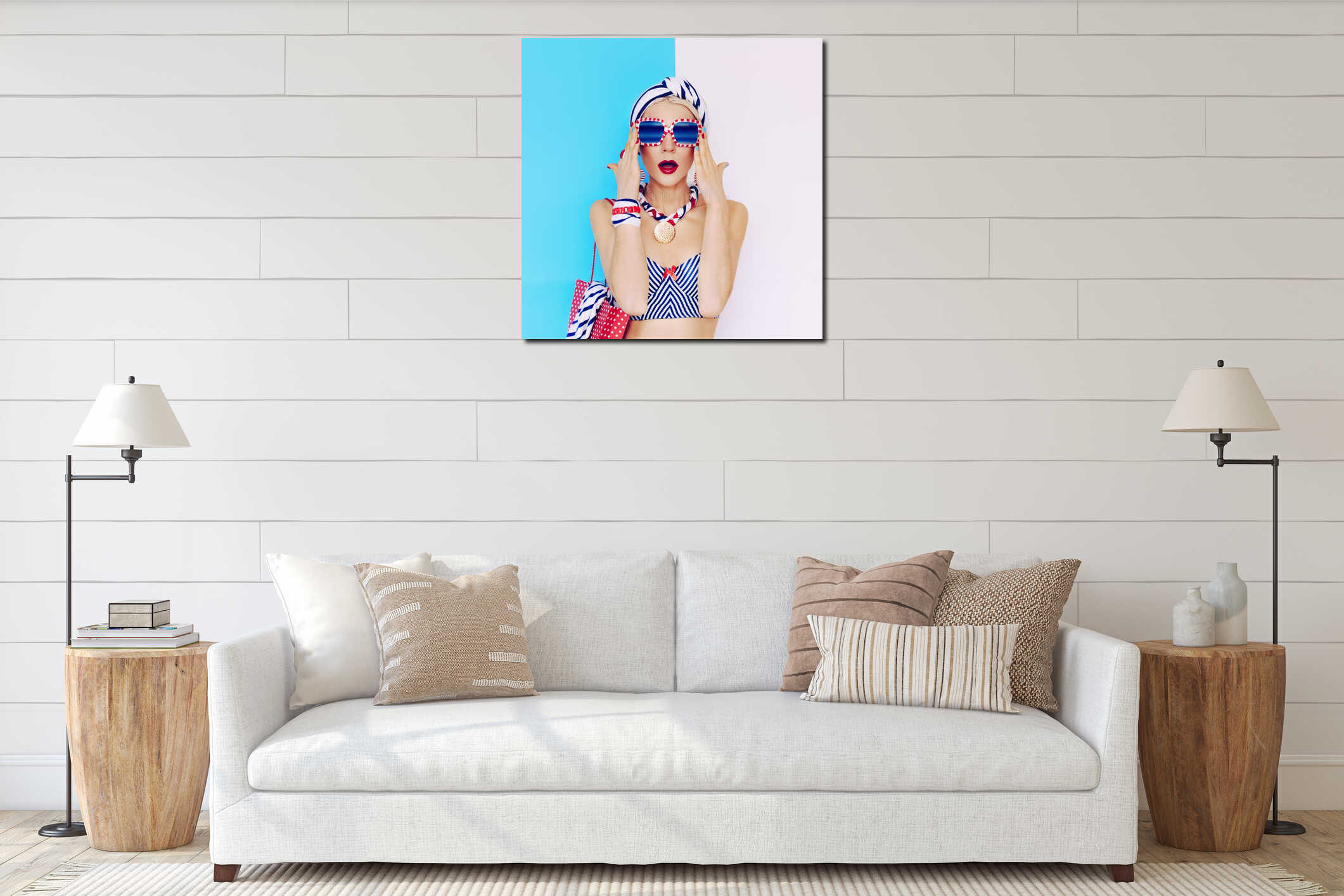 Canvas hanging interior mockup