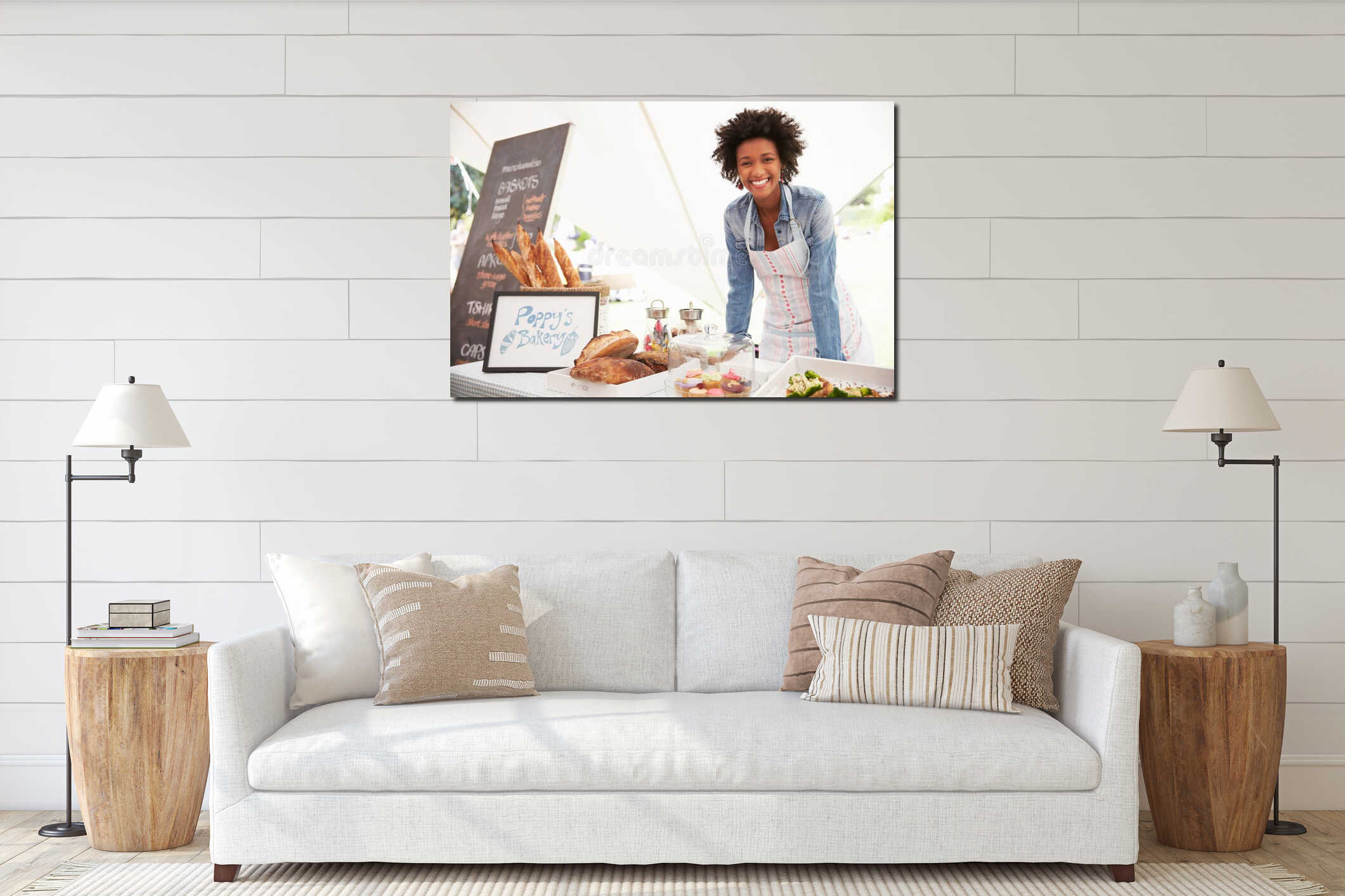 Canvas hanging interior mockup