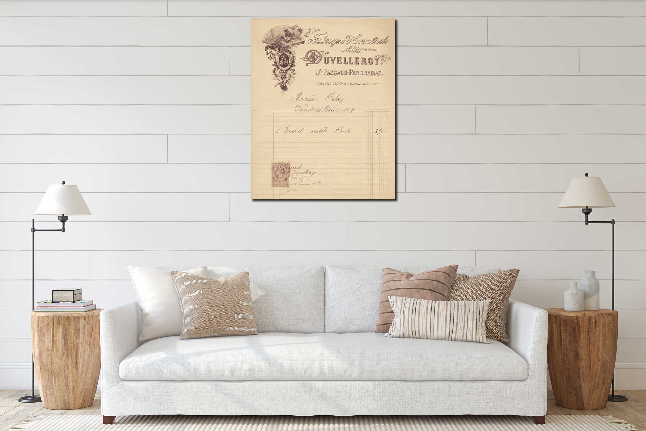 Canvas hanging interior mockup