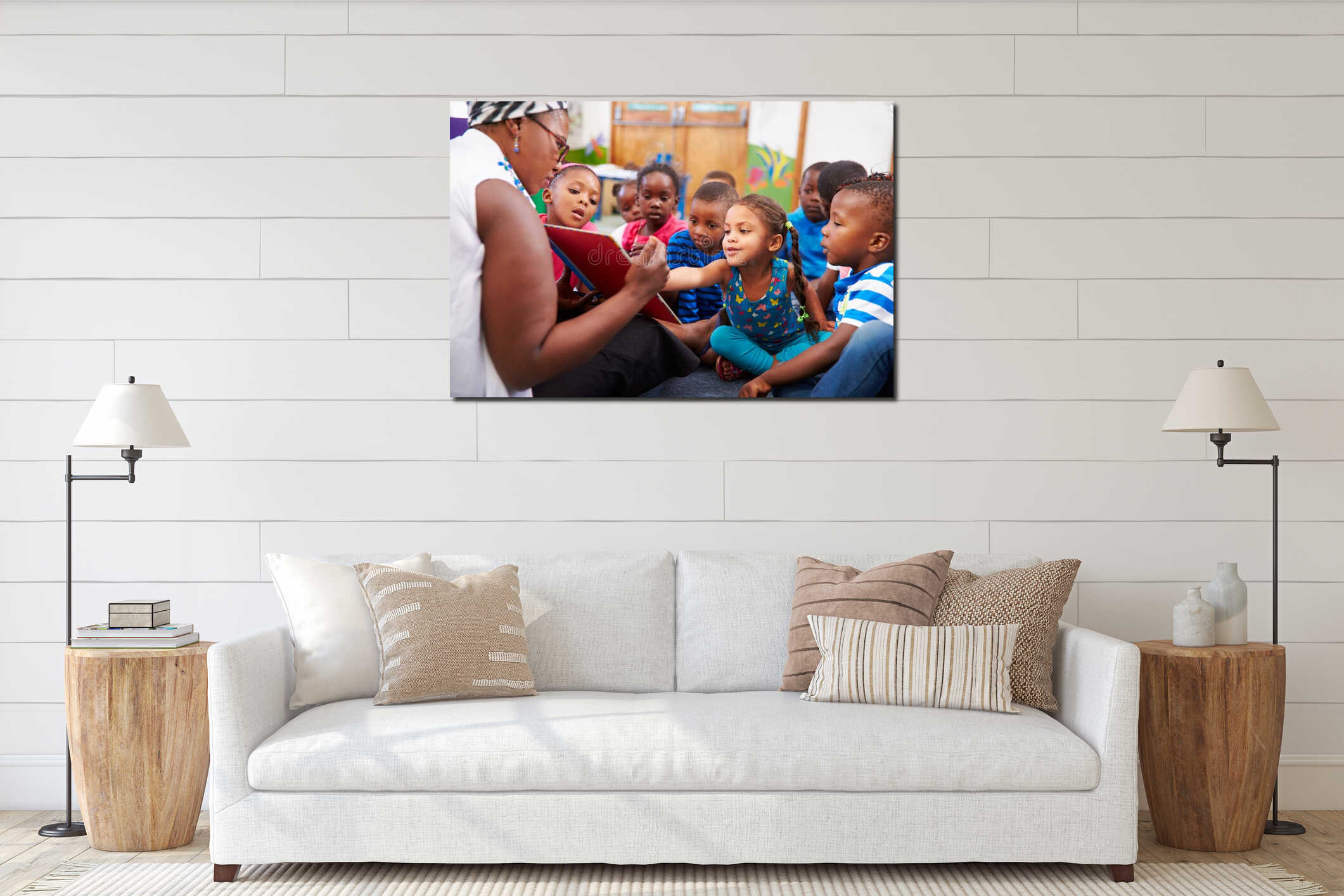 Canvas hanging interior mockup