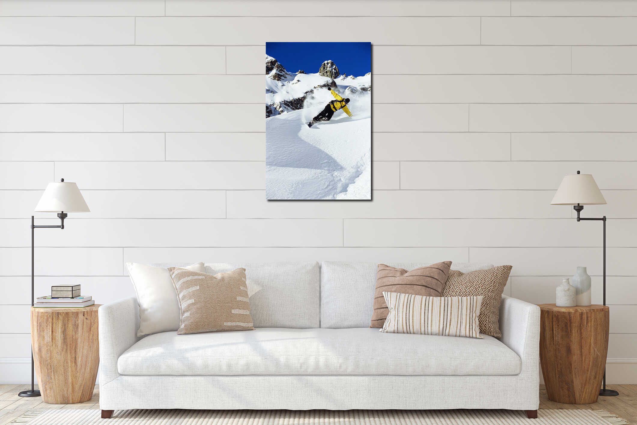 Canvas hanging interior mockup