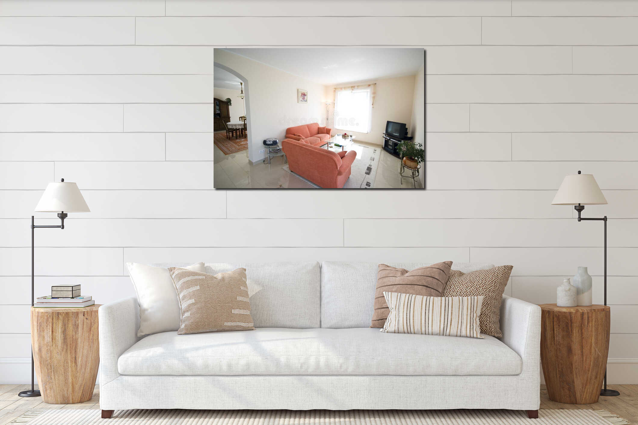 Canvas hanging interior mockup