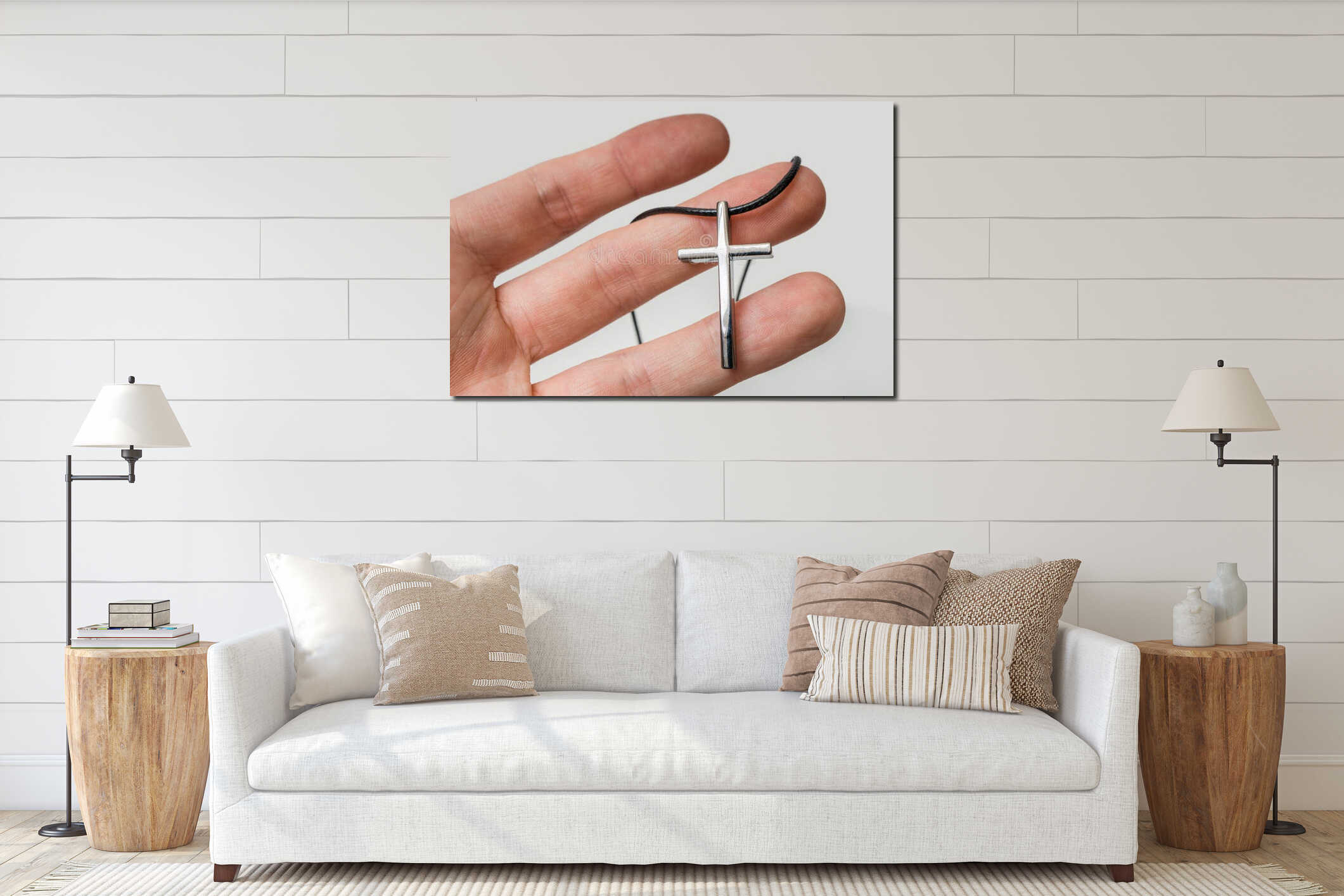 Canvas hanging interior mockup