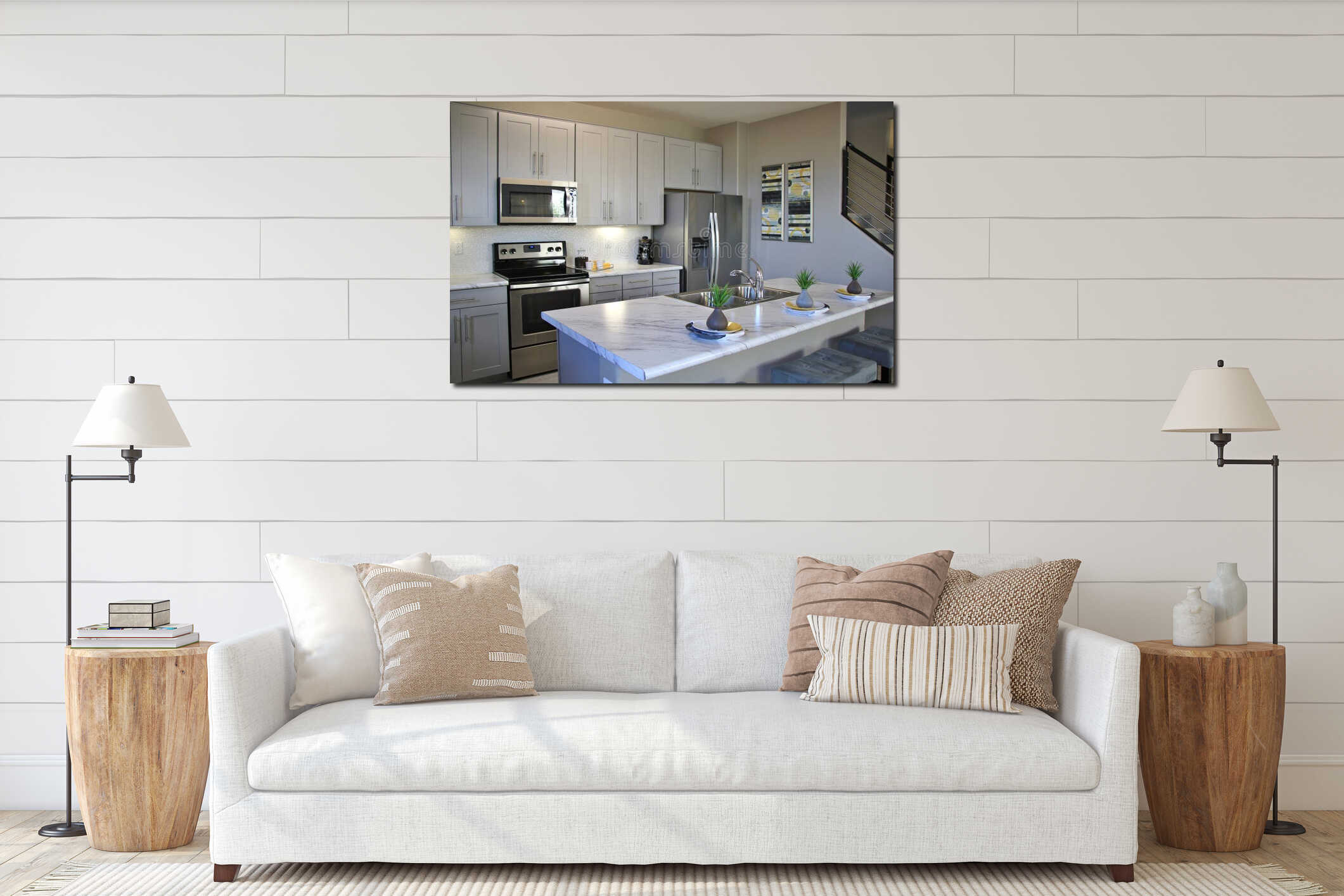 Canvas hanging interior mockup