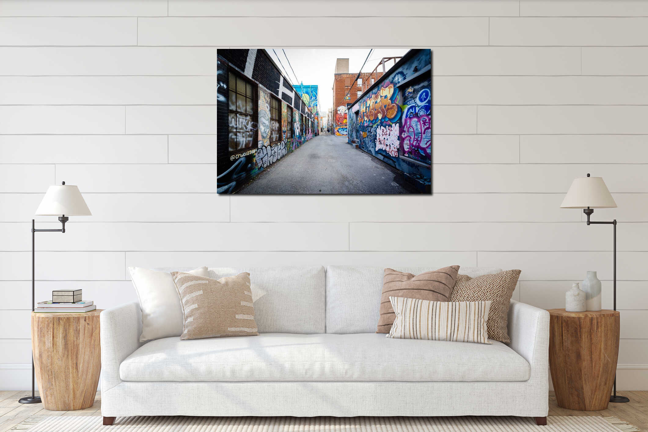 Canvas hanging interior mockup