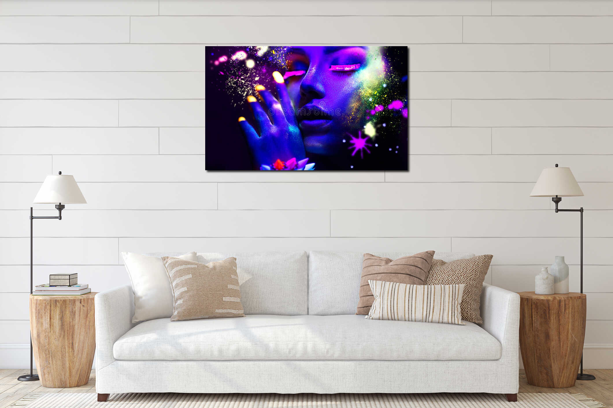 Canvas hanging interior mockup