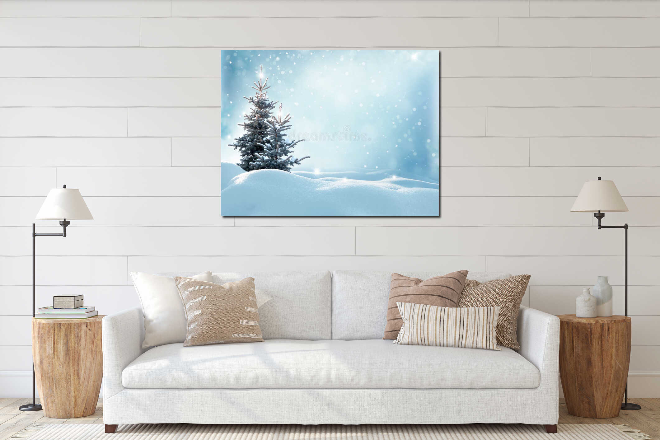 Canvas hanging interior mockup