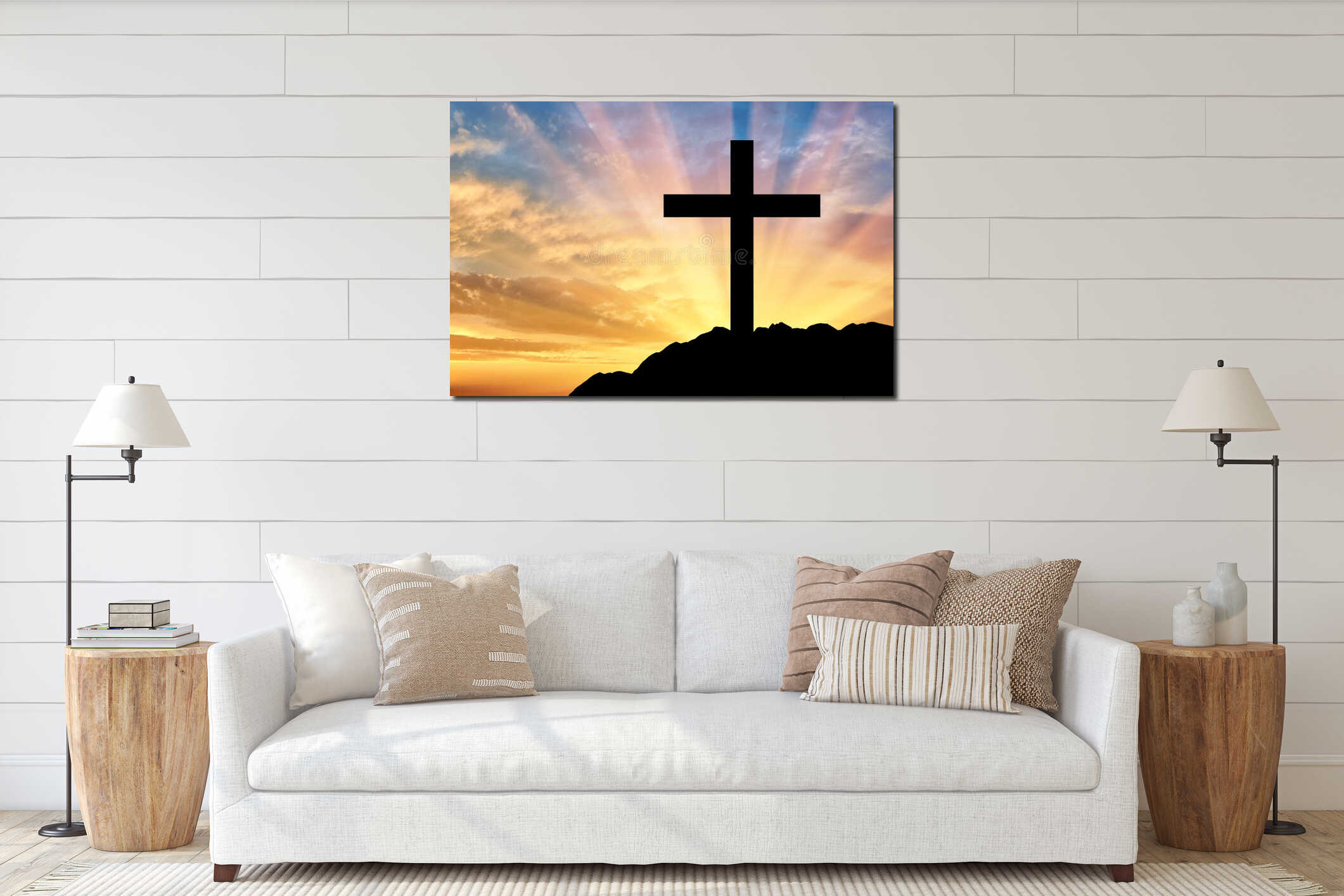 Canvas hanging interior mockup