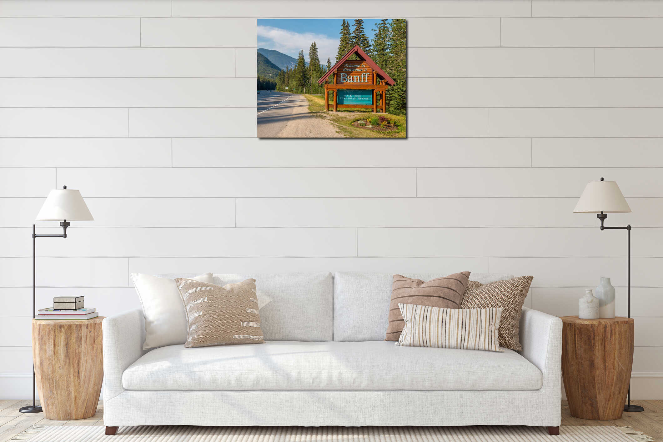 Canvas hanging interior mockup