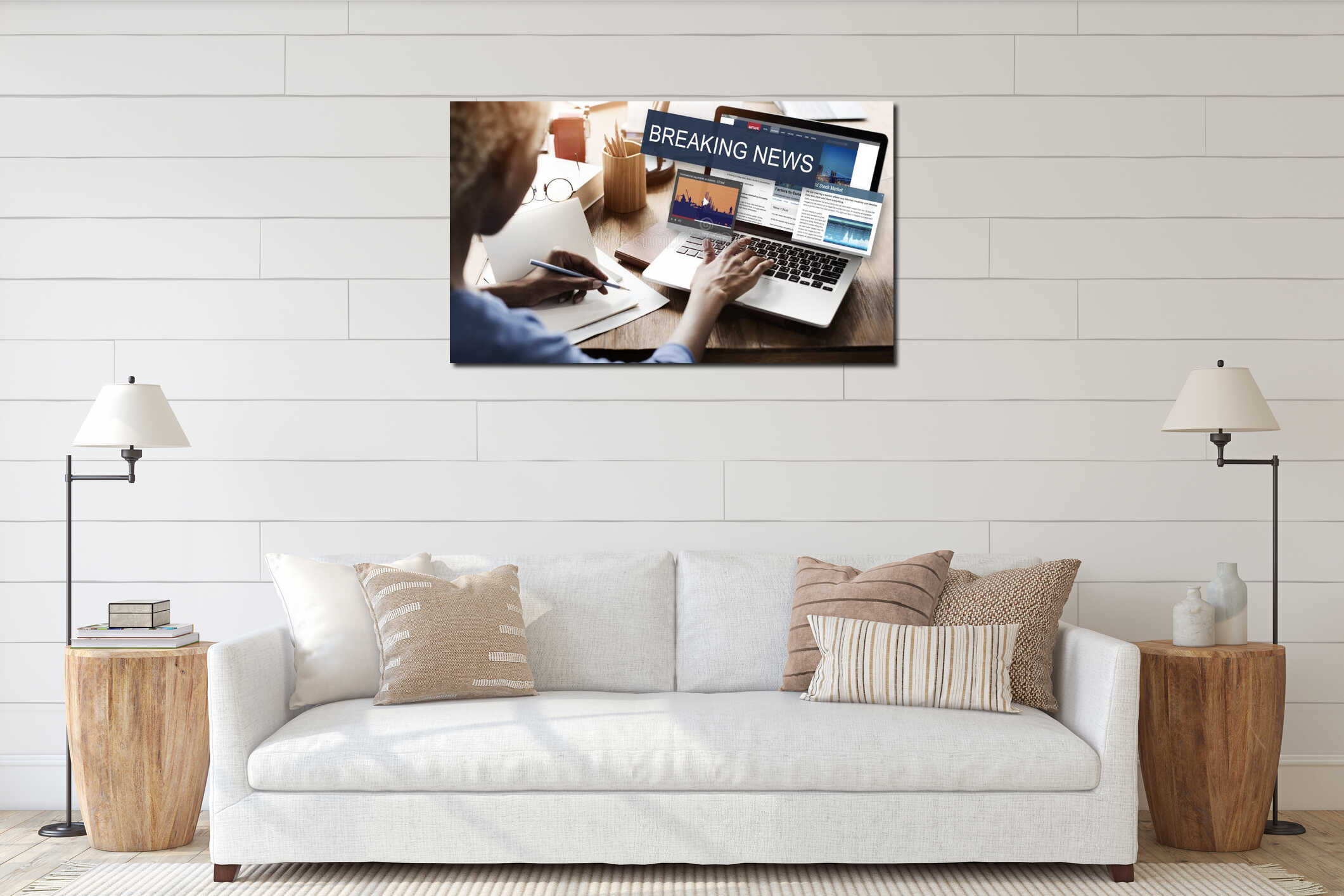 Canvas hanging interior mockup