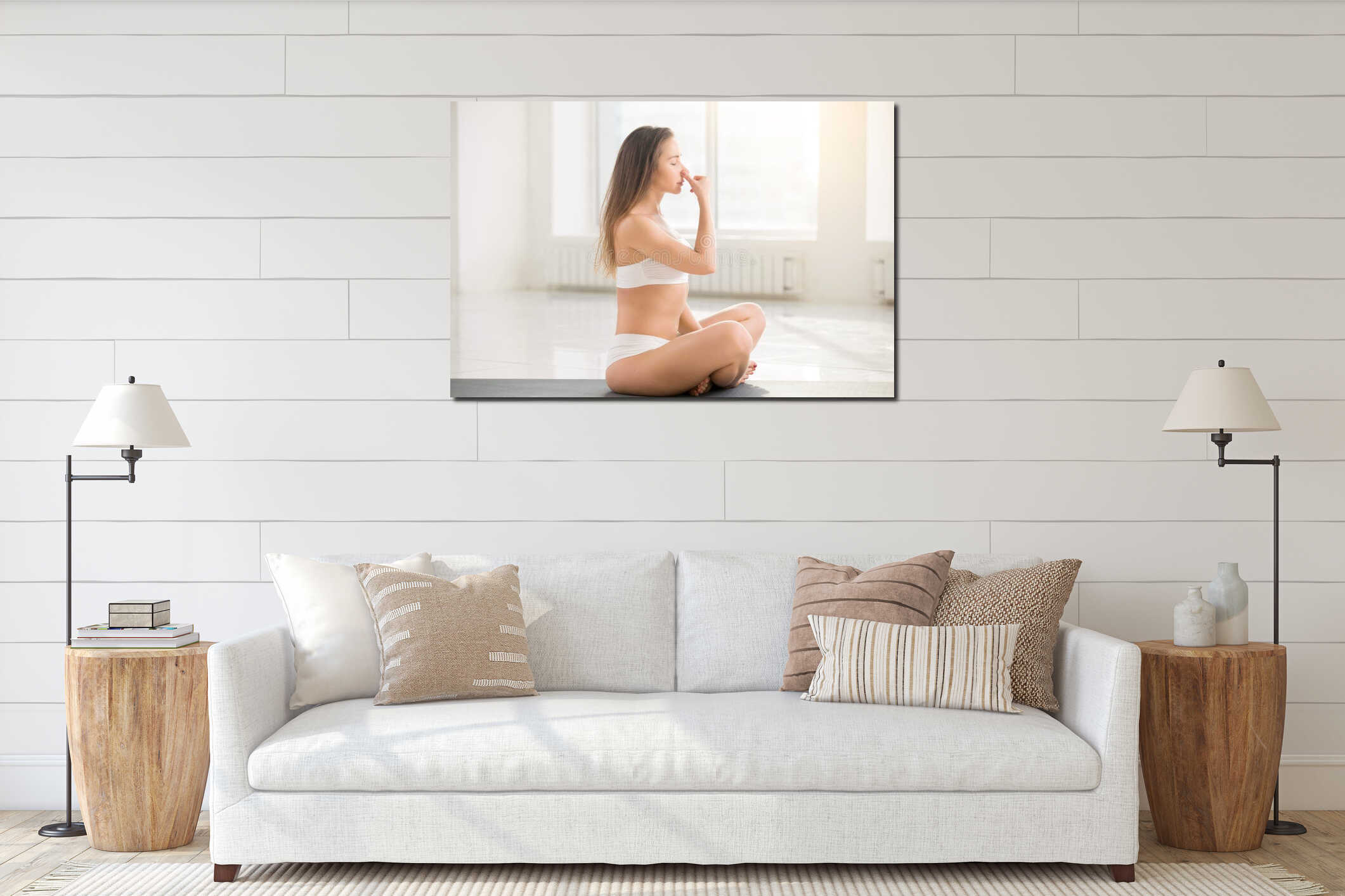 Canvas hanging interior mockup