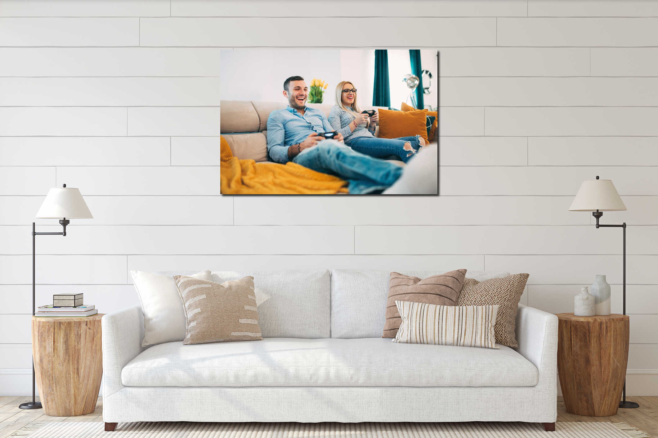 Canvas hanging interior mockup