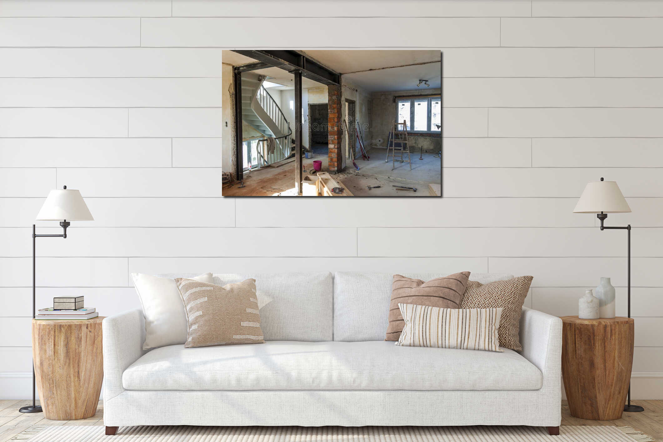Canvas hanging interior mockup