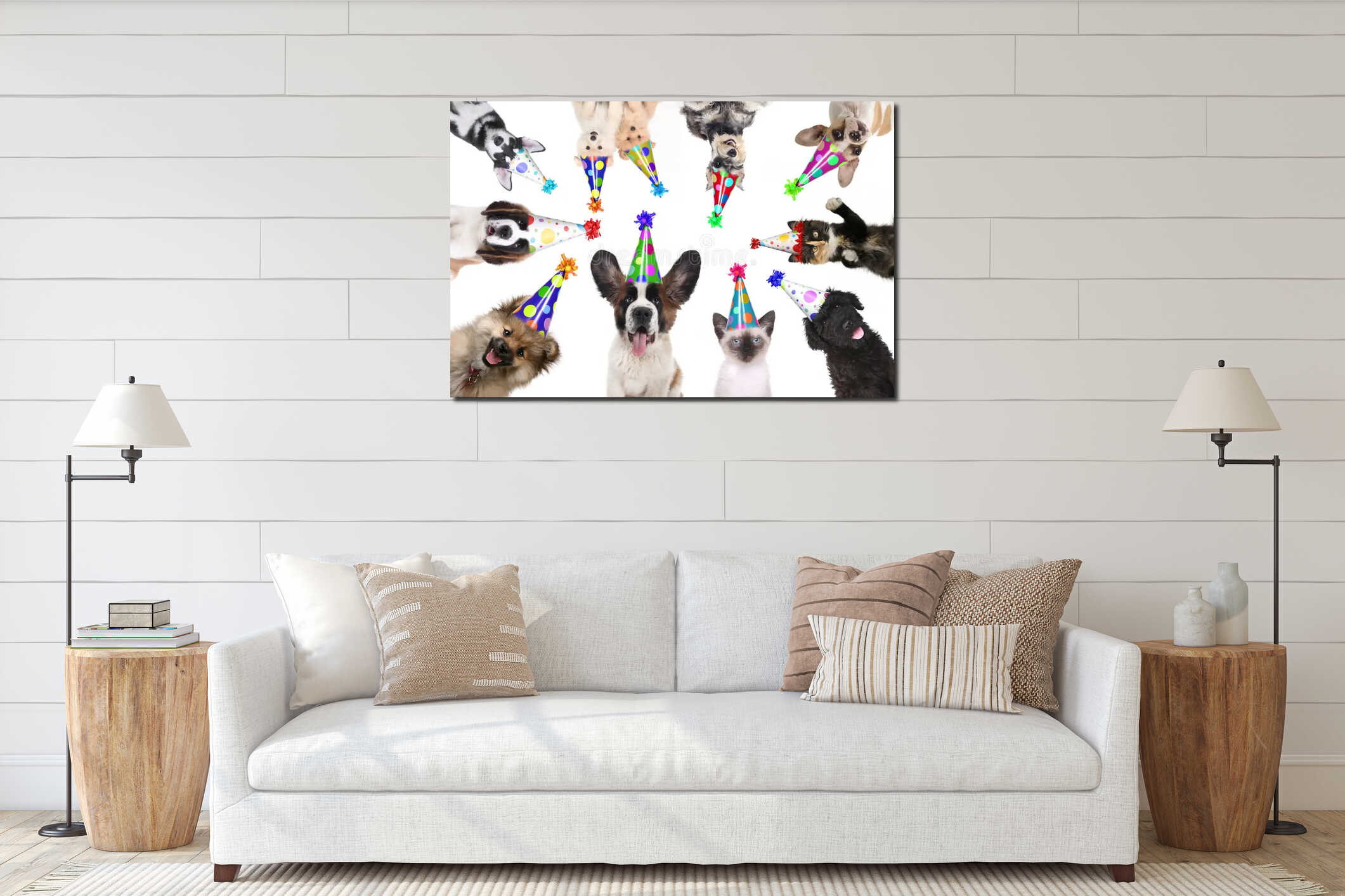 Canvas hanging interior mockup