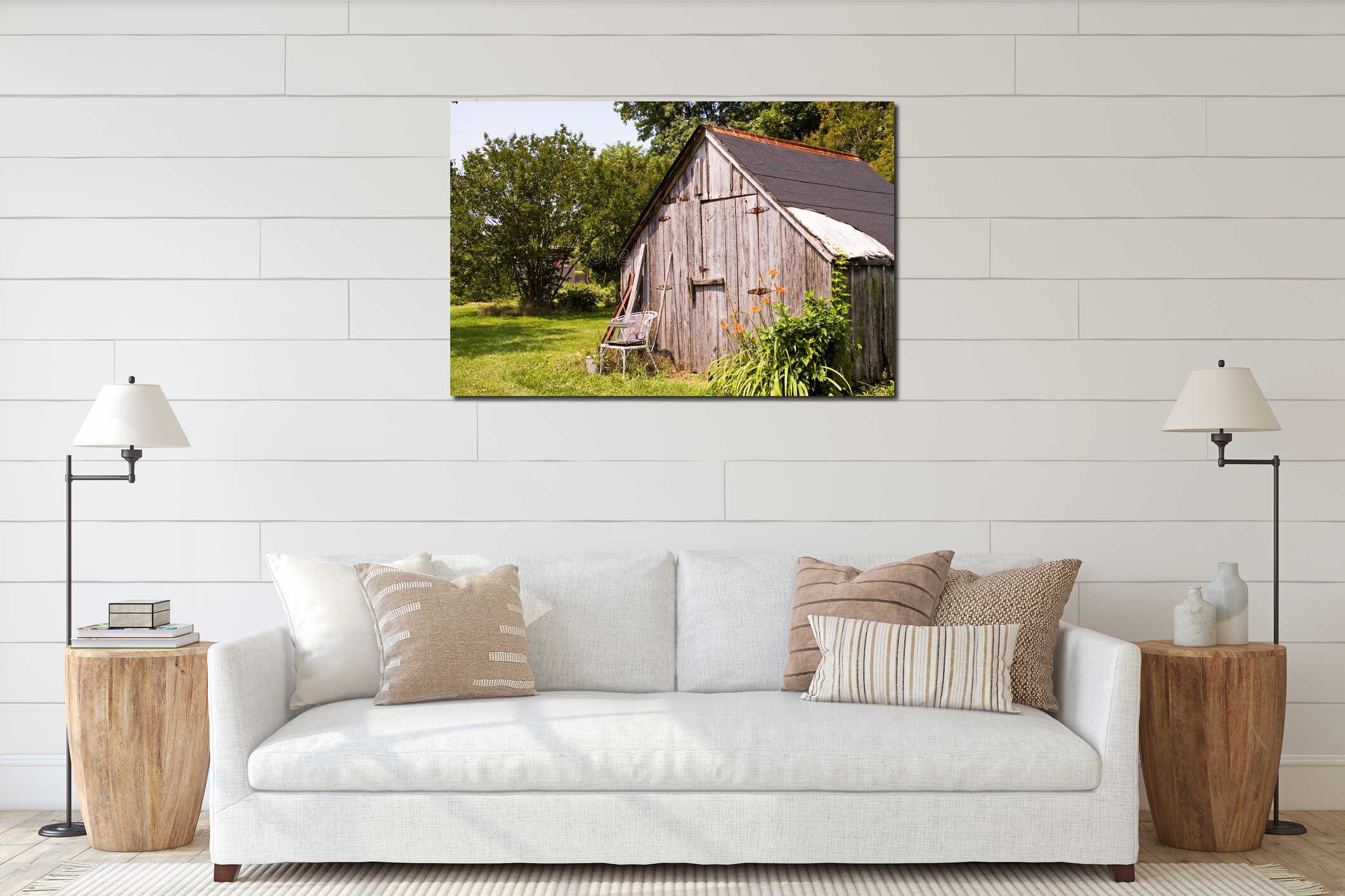 Canvas hanging interior mockup